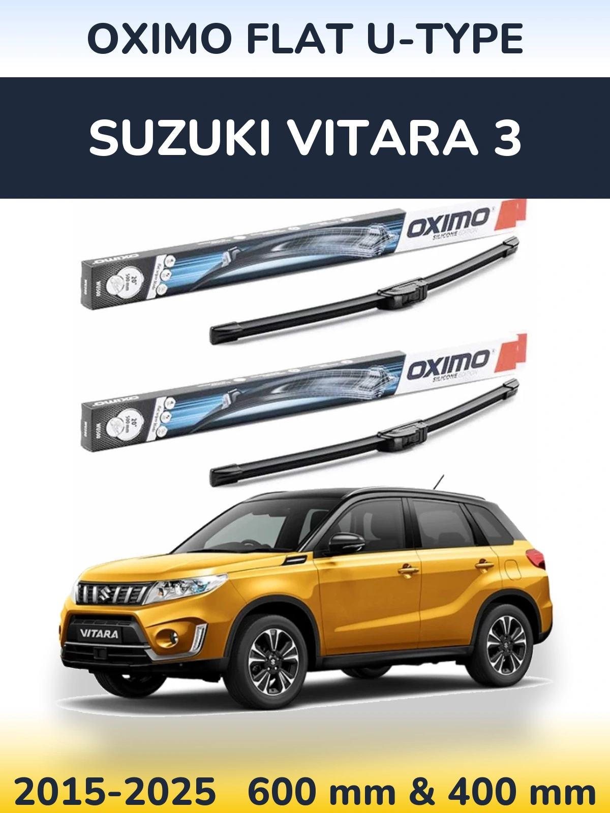 Komplet przednich wycieraczek Oximo Flat U-type 600 & 400 mm do Suzuki Vitara 3 2015-2025