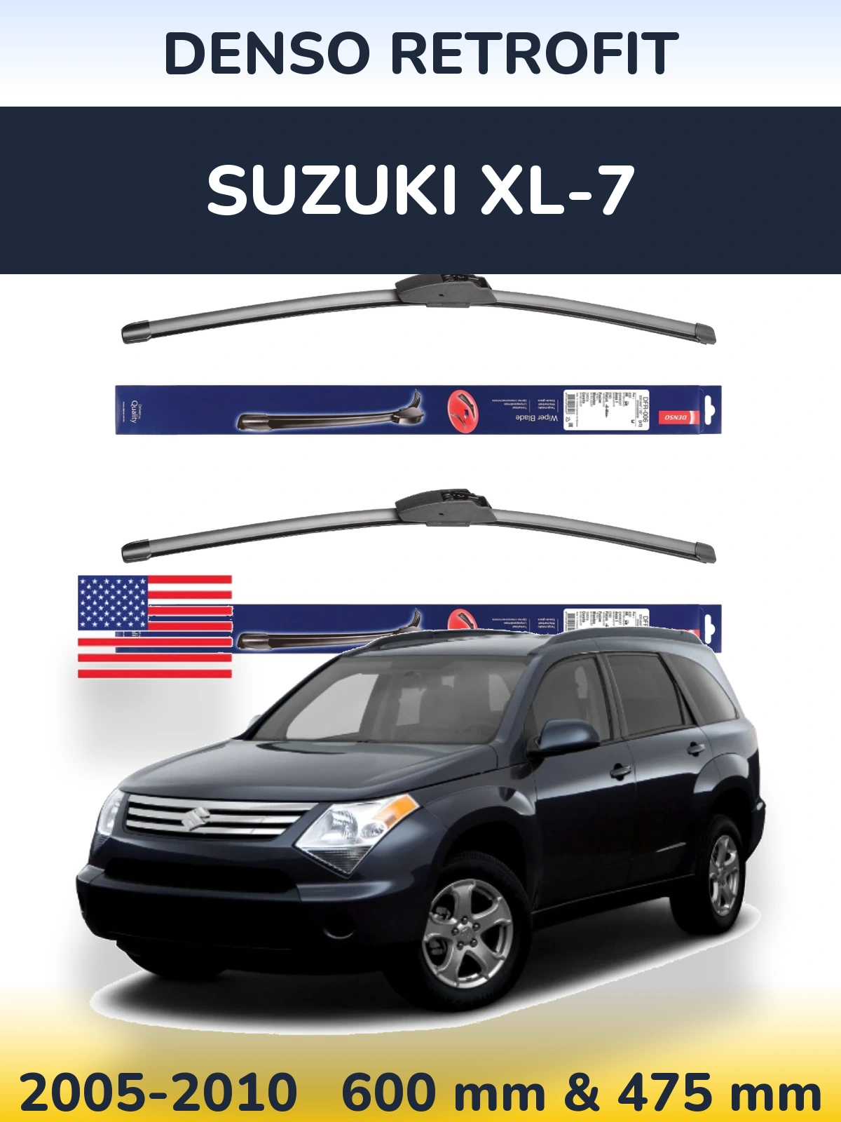 Комплект передних дворников Denso Retrofit 600 & 475 мм для Suzuki XL-7 2005-2010