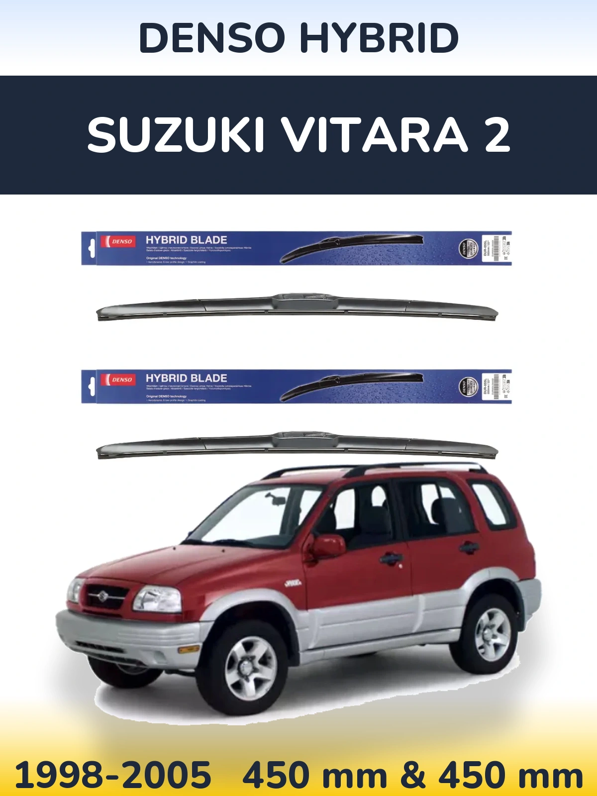 Komplet przednich wycieraczek Denso Hybrid 450 & 450 mm do Suzuki Vitara 2 1998-2005