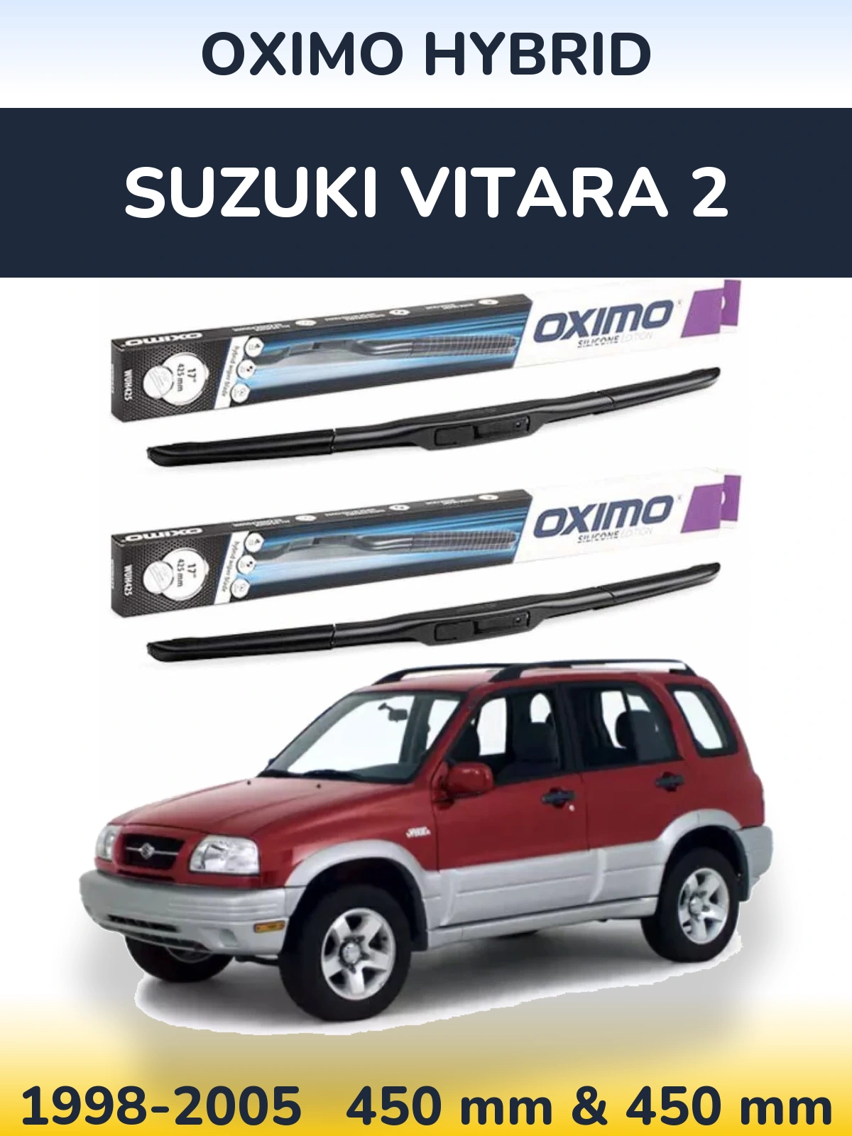 Комплект передних дворников Oximo Hybrid 450 & 450 мм для Suzuki Vitara 2 1998-2005