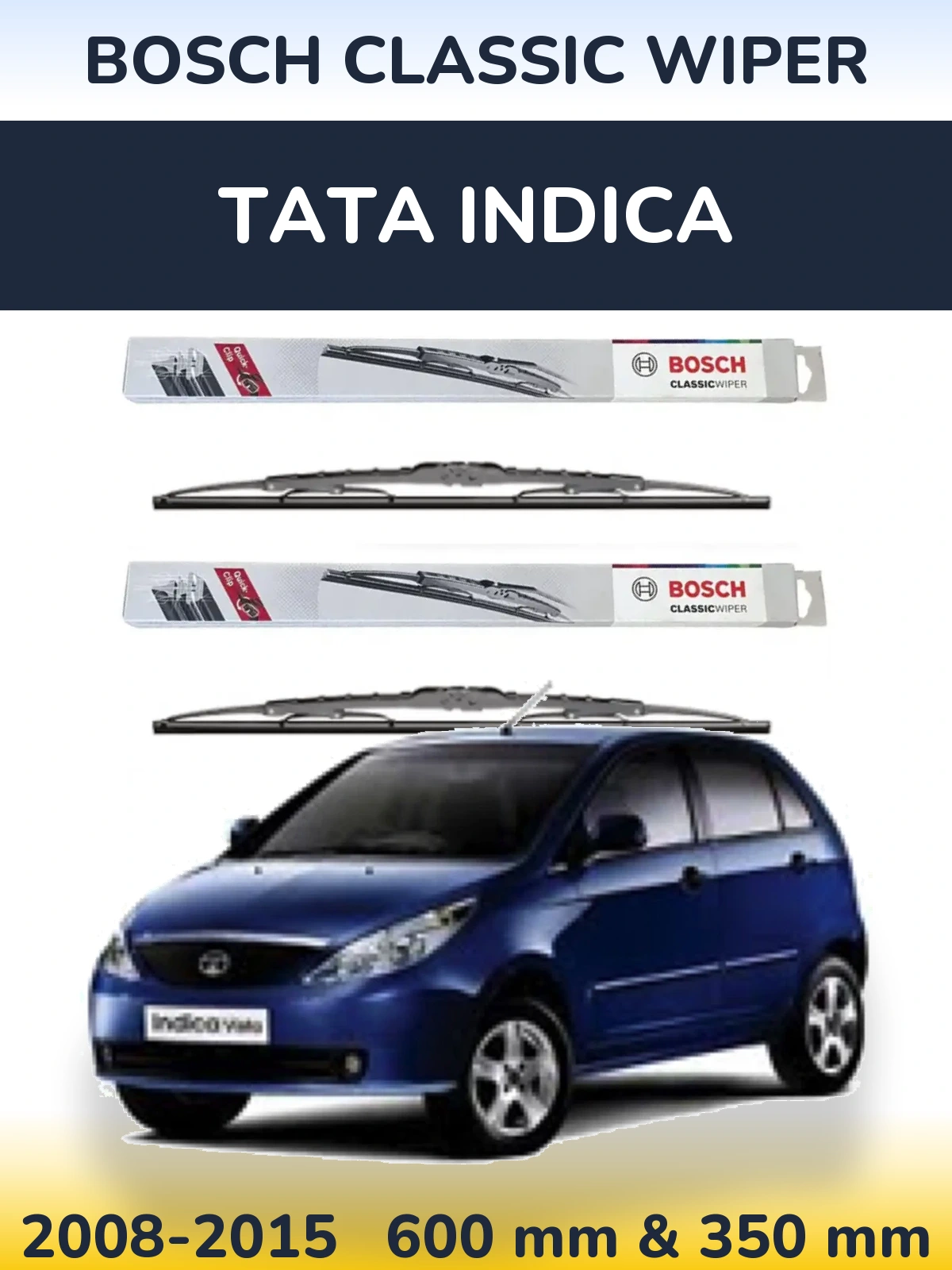 Komplet przednich wycieraczek BOSCH Classic Wiper 600 & 340 mm do Tata Indica 2008-2015