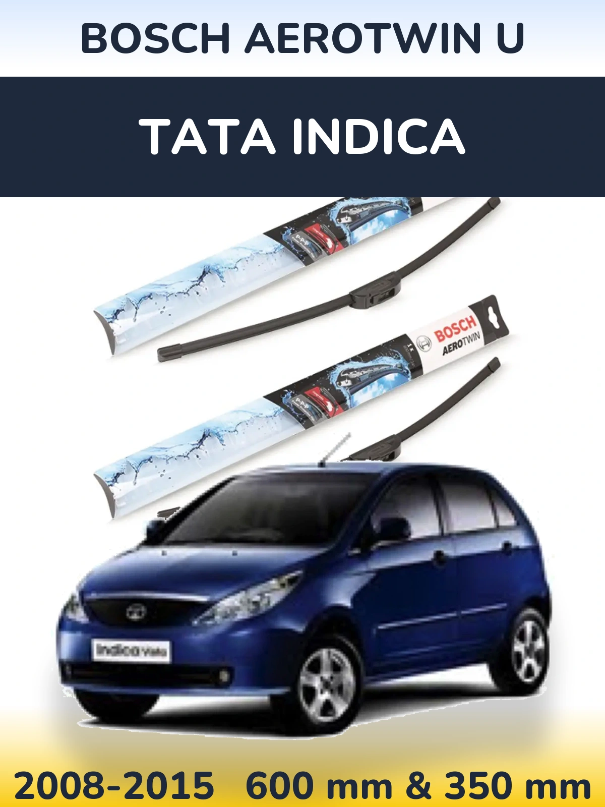 Komplet przednich wycieraczek BOSCH AeroTwin U 600 & 350 mm do Tata Indica 2008-2015