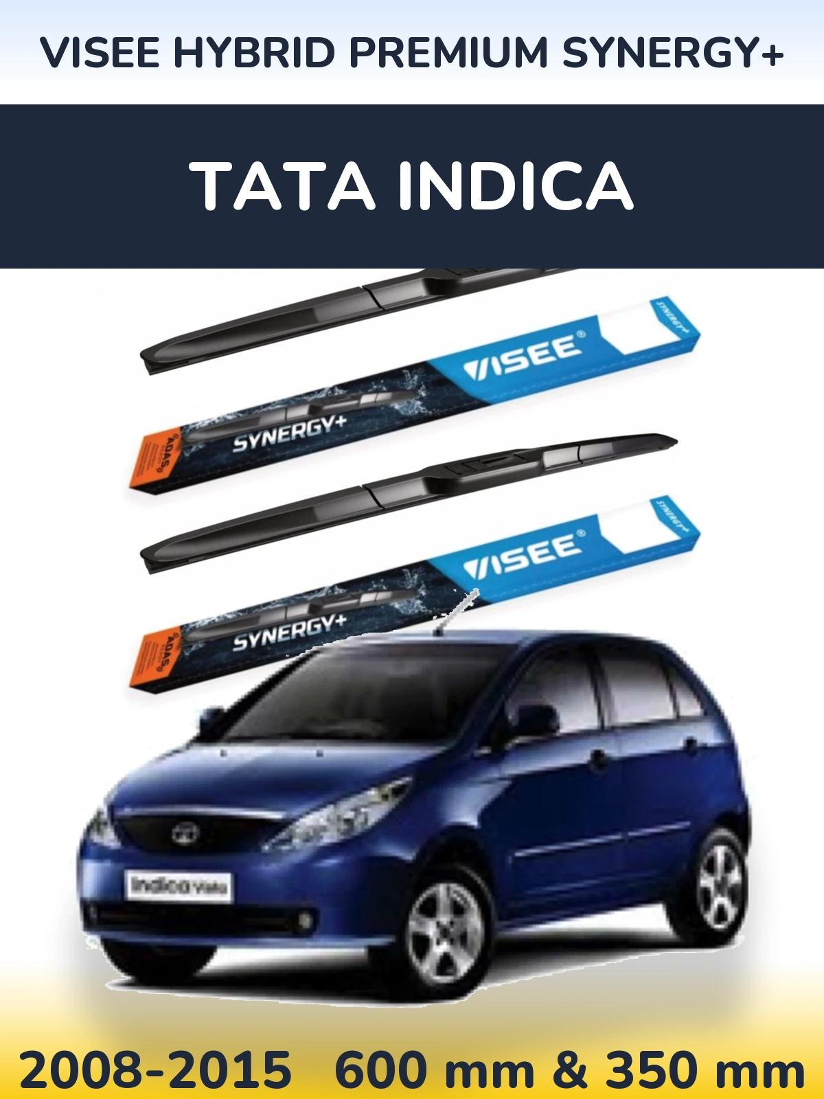 Komplet przednich wycieraczek VISEE HYBRID PREMIUM SYNERGY+ 600 & 350 mm do Tata Indica 2008-2015