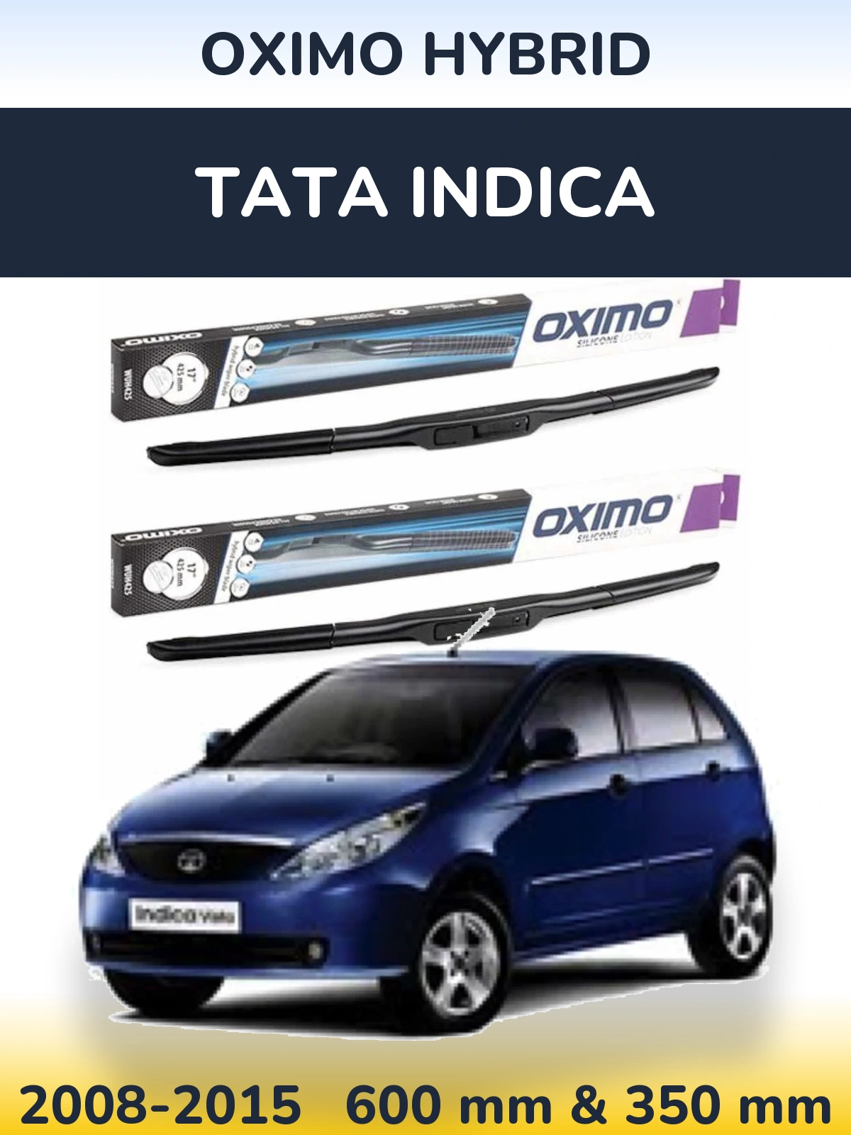 Комплект передних дворников Oximo Hybrid 600 & 350 мм для Tata Indica 2008-2015