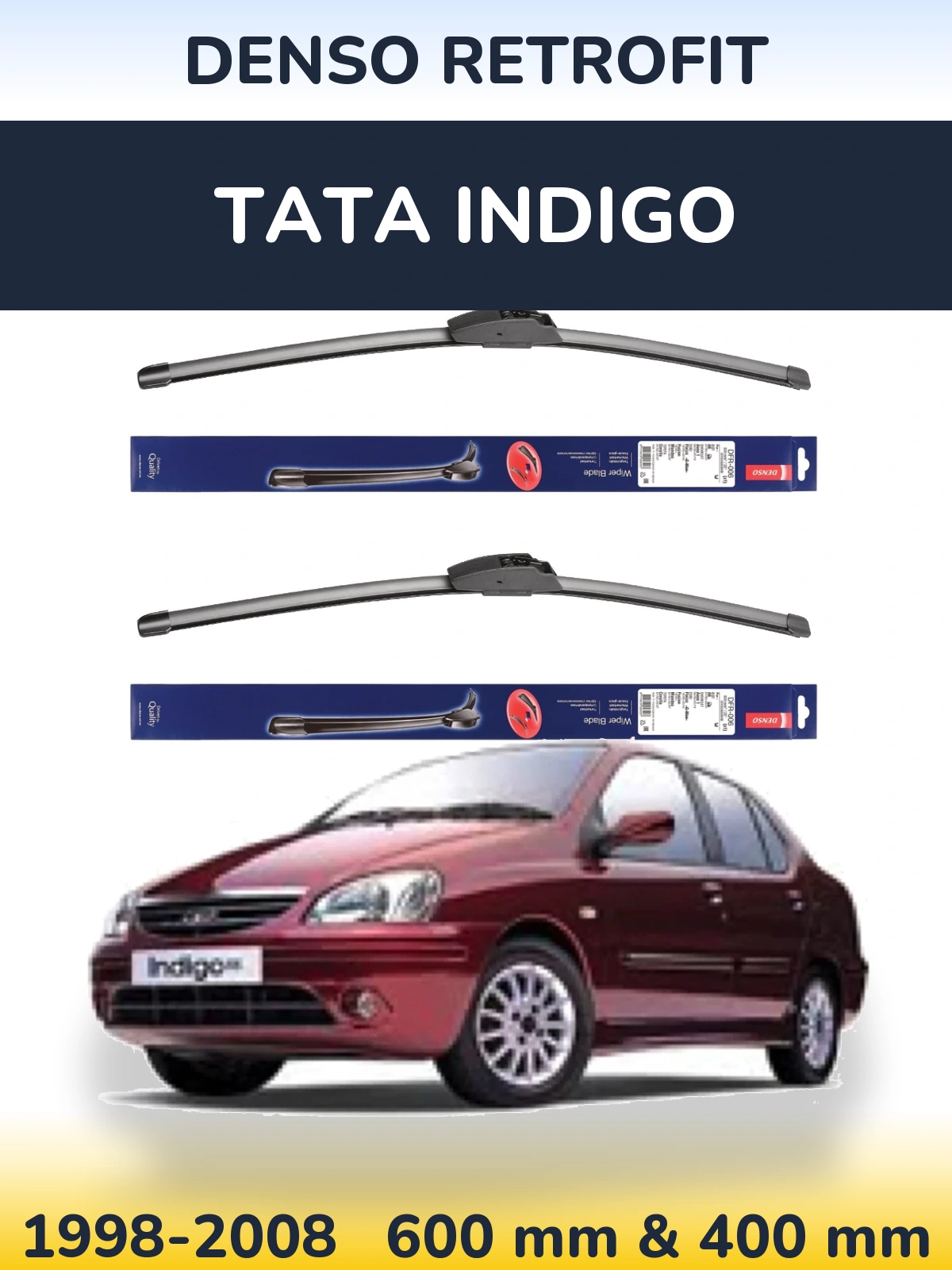 Комплект передних дворников Denso Retrofit 600 & 400 мм для Tata Indigo 1998-2008