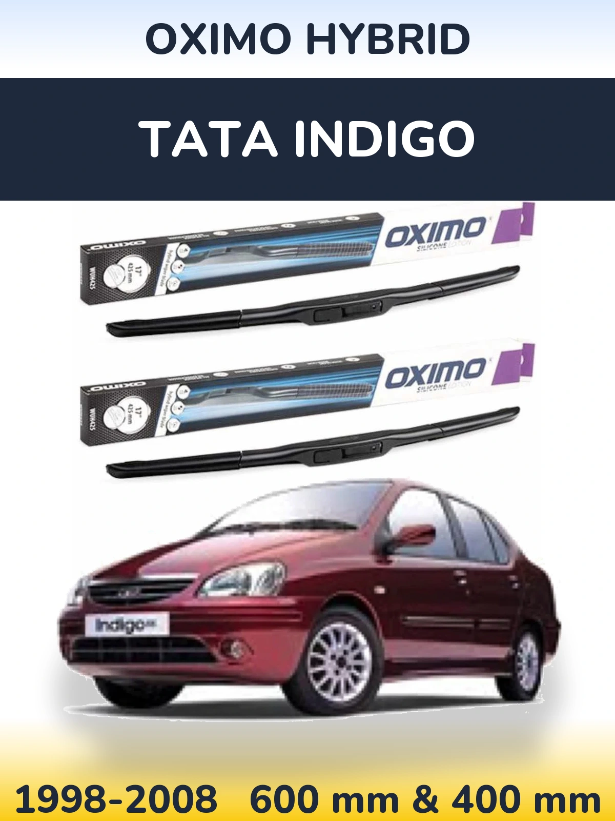 Комплект передних дворников Oximo Hybrid 600 & 400 мм для Tata Indigo 1998-2008