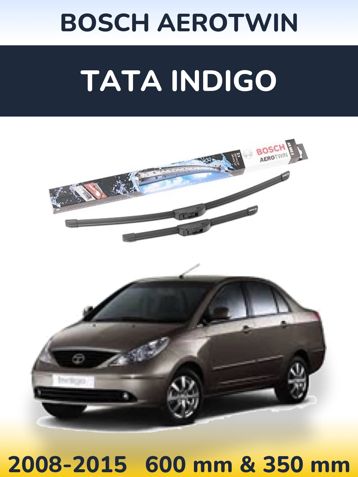 Komplet przednich wycieraczek BOSCH AeroTwin 600 & 350 mm do Tata Indigo 2008-2015