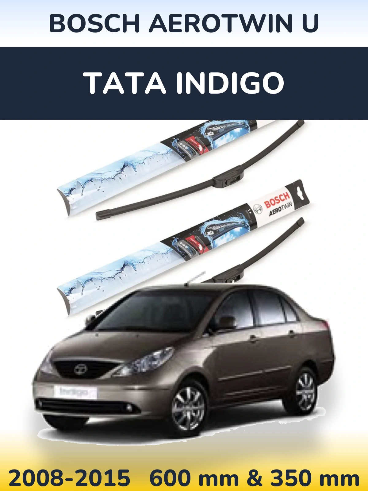Komplet przednich wycieraczek BOSCH AeroTwin U 600 & 350 mm do Tata Indigo 2008-2015