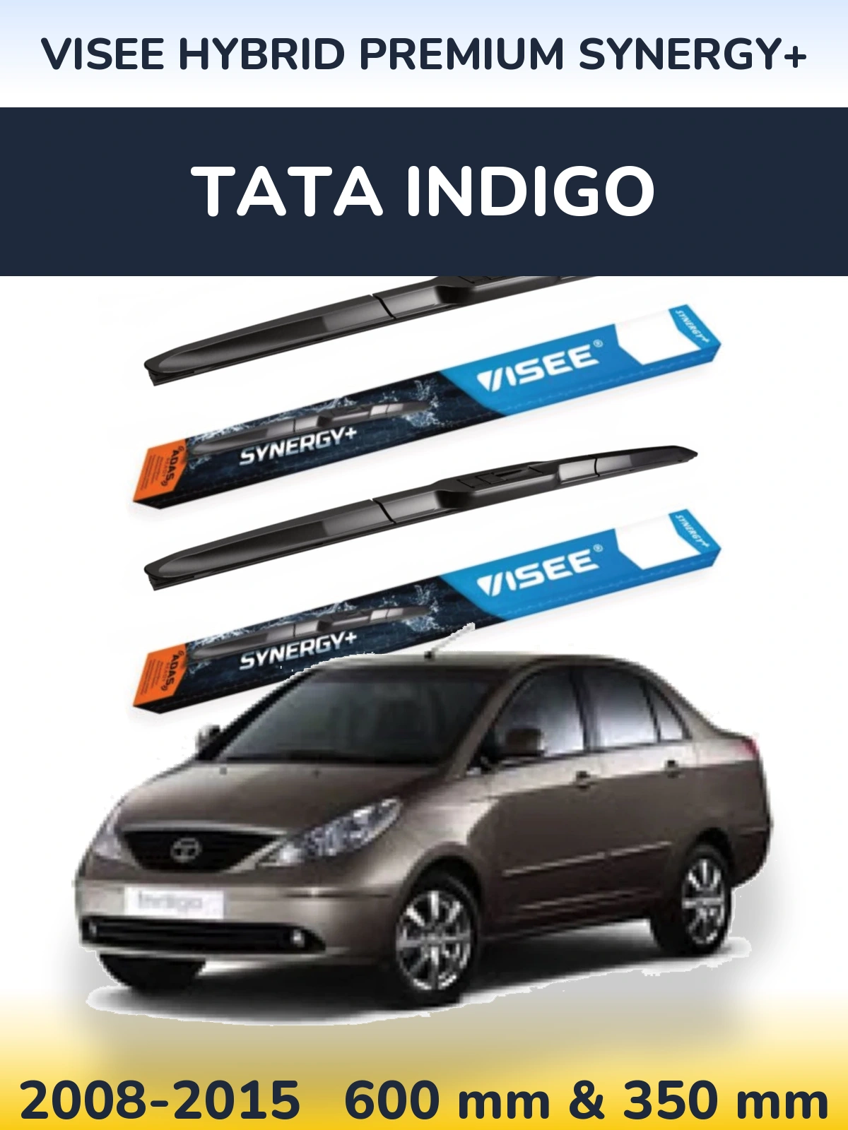 Komplet przednich wycieraczek VISEE HYBRID PREMIUM SYNERGY+ 600 & 350 mm do Tata Indigo 2008-2015