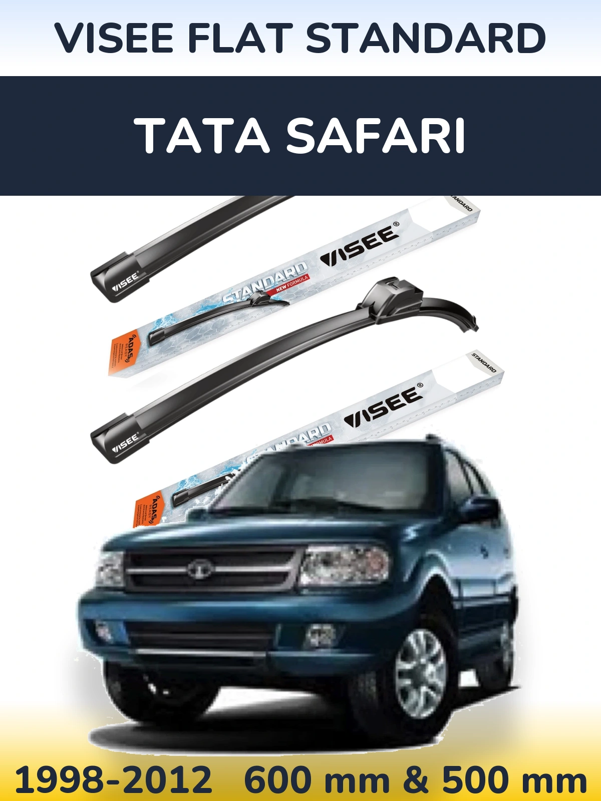 Komplet przednich wycieraczek VISEE FLAT STANDARD 600 & 500 mm do Tata Safari 1998-2012