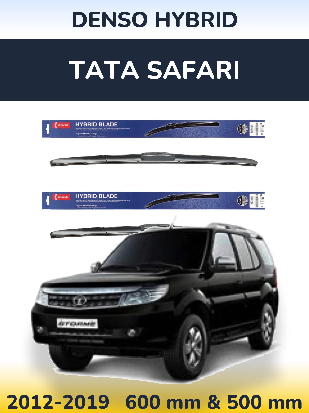 Komplet przednich wycieraczek Denso Hybrid 600 & 500 mm do Tata Safari 2012-2019