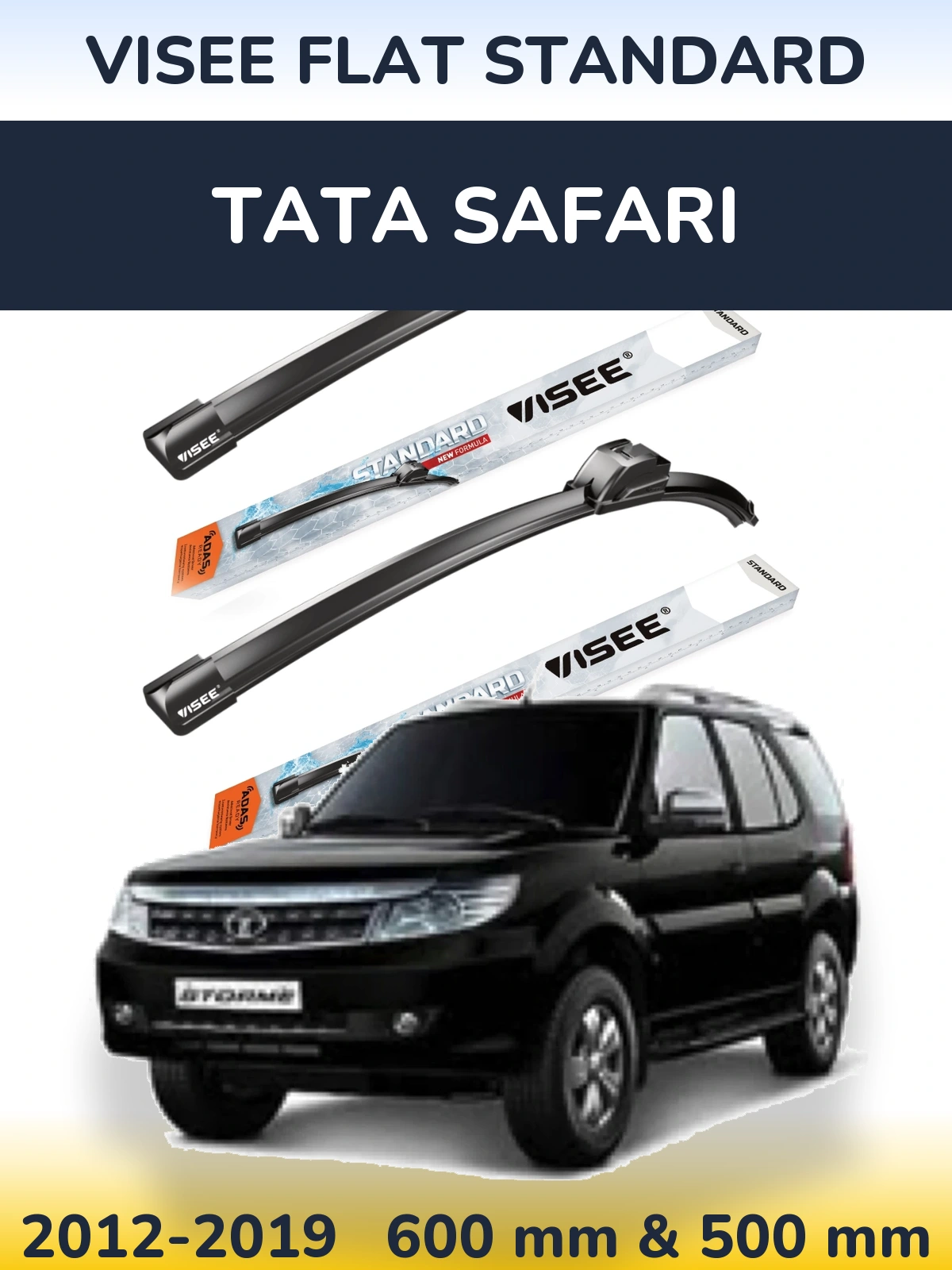 Komplet przednich wycieraczek VISEE FLAT STANDARD 600 & 500 mm do Tata Safari 2012-2019