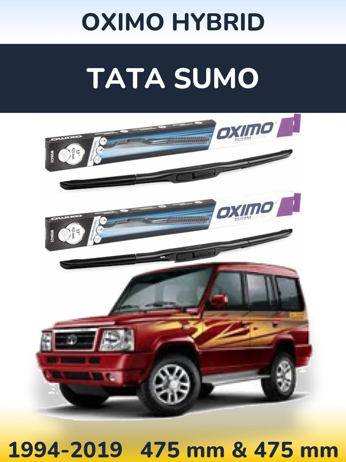 Komplet przednich wycieraczek Oximo Hybrid 475 & 475 mm do Tata Sumo 1994-2019