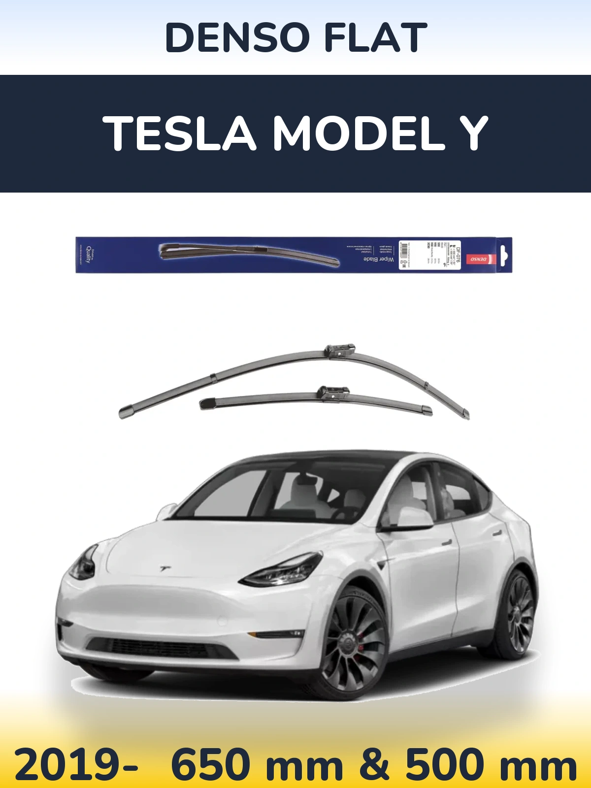 Komplet przednich wycieraczek Denso Flat 630 & 500 mm do Tesla Model Y 2019-2026