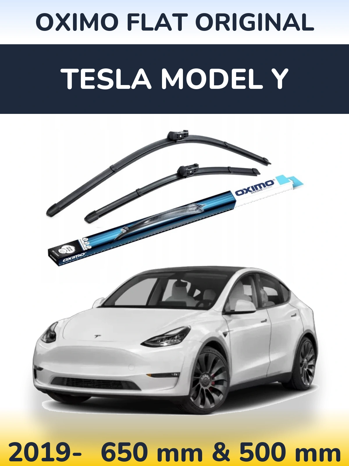 Комплект передних дворников Oximo Flat Original 650 & 500 мм для Tesla Модель Y 2019-2026