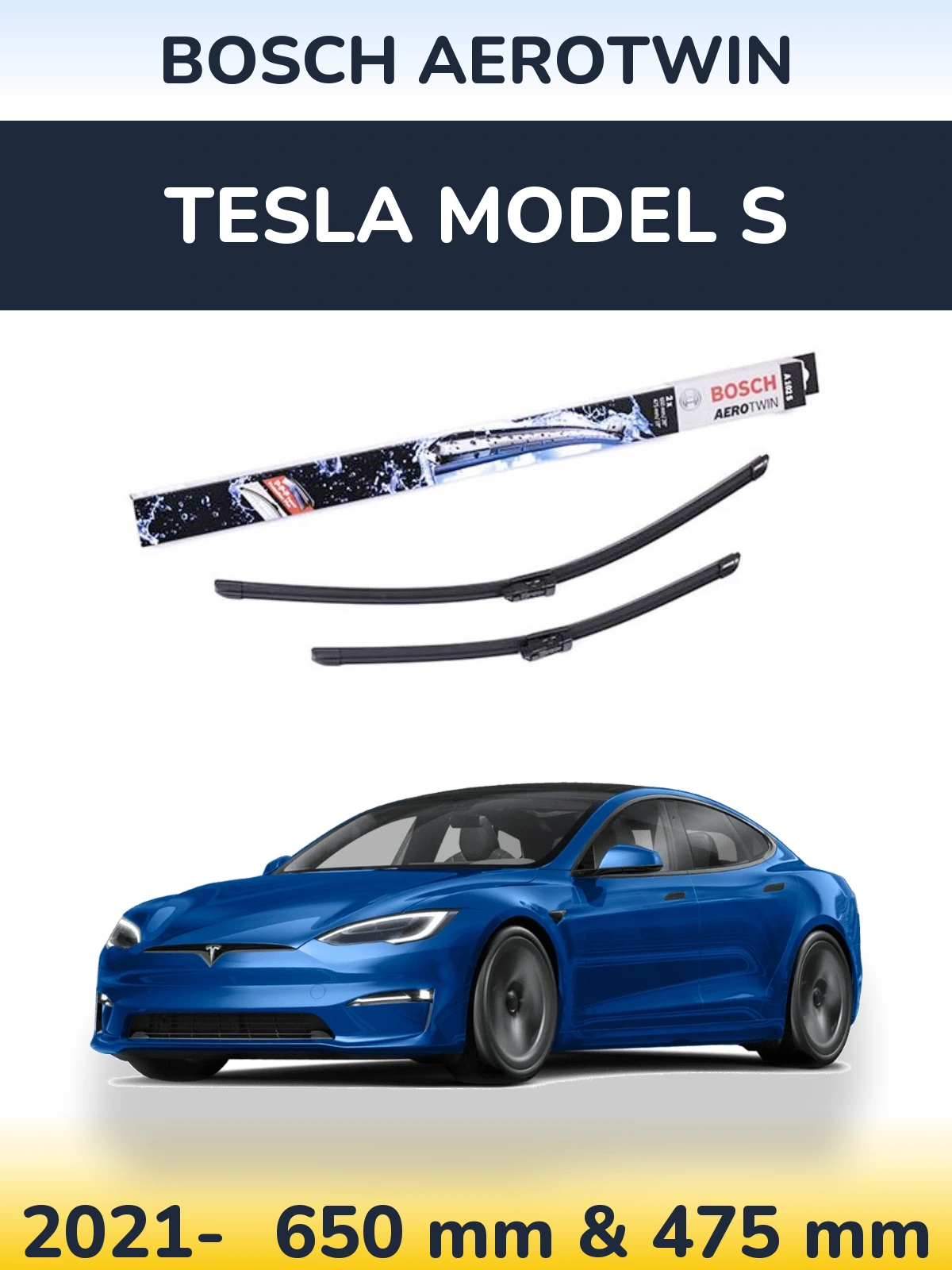 Комплект передних дворников BOSCH AeroTwin 650 & 475 мм для Tesla Модель S 2021-2026