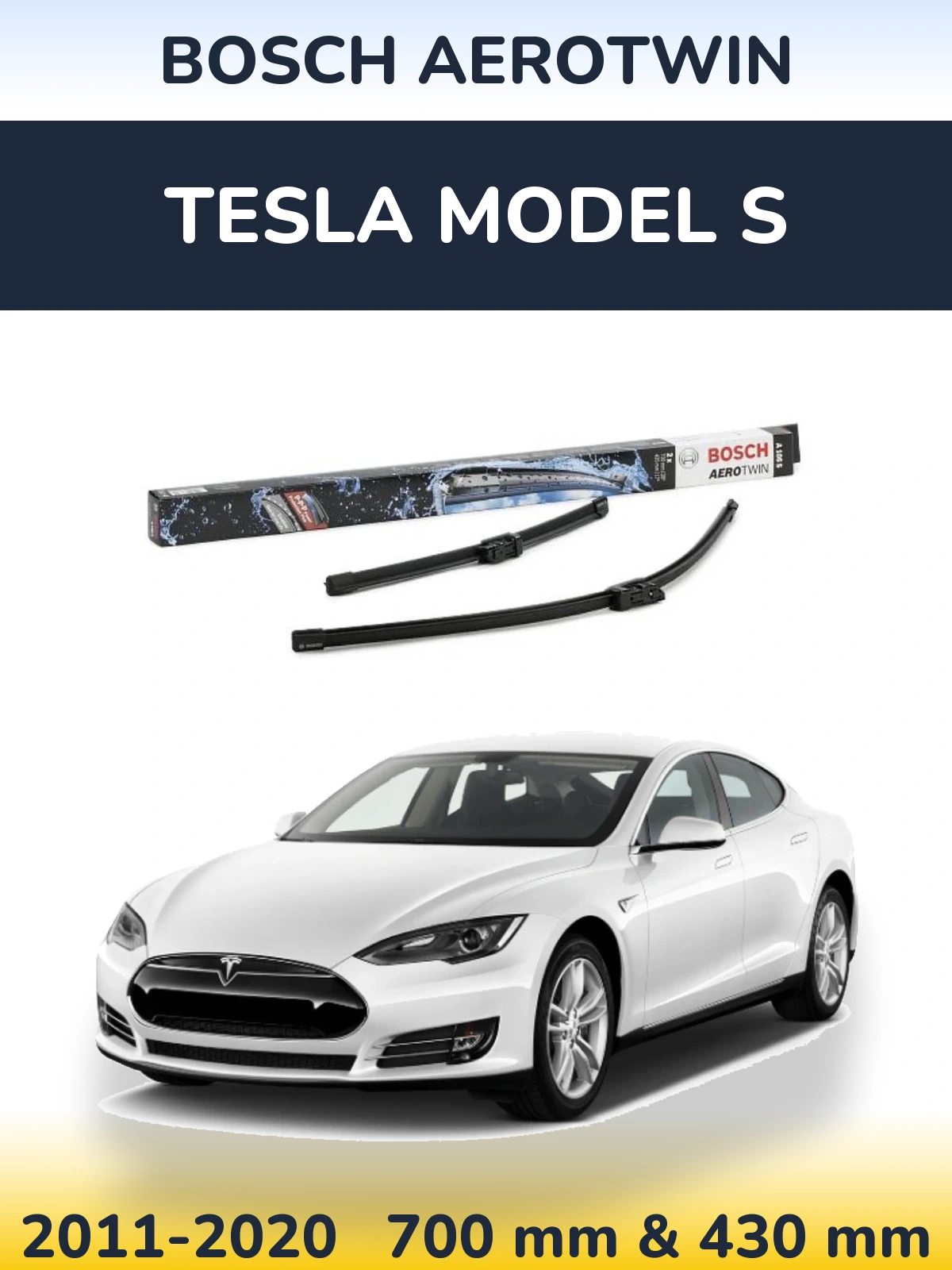 Komplet przednich wycieraczek BOSCH AeroTwin 700 & 430 mm do Tesla Model S 2011-2020