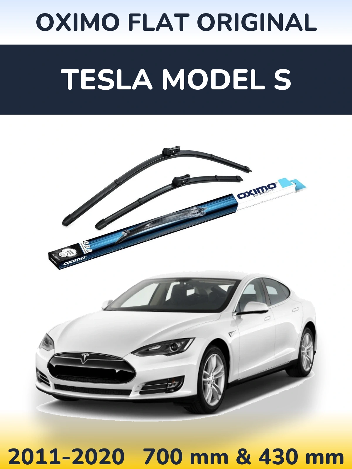 Komplet przednich wycieraczek Oximo Flat Original 700 & 430 mm do Tesla Model S 2011-2020
