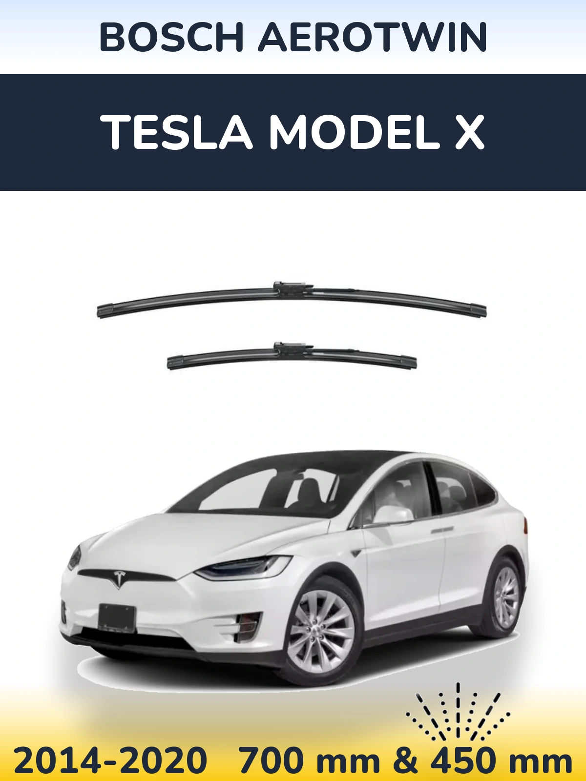 Комплект передних дворников BOSCH AeroTwin 700 & 450 мм для Tesla Модель X 2014-2020
