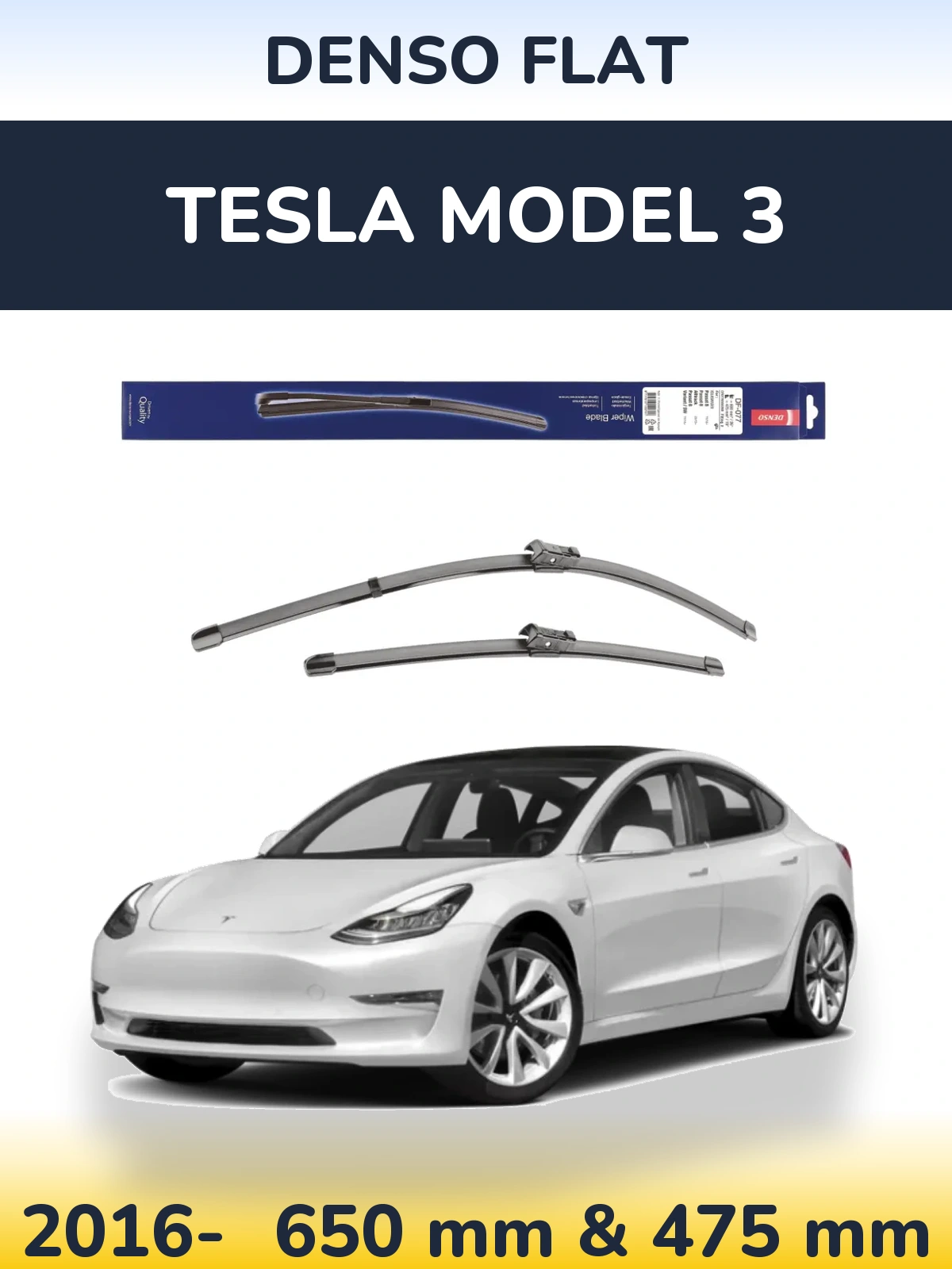 Komplet przednich wycieraczek Denso Flat 650 & 475 mm do Tesla Model 3 2016-2026