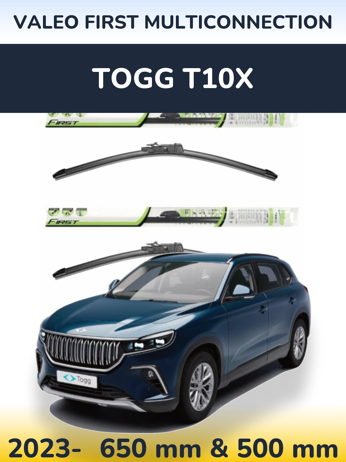 Komplet przednich wycieraczek Valeo First MultiConnection 650 & 500 mm do TOGG T10X 2023-2026