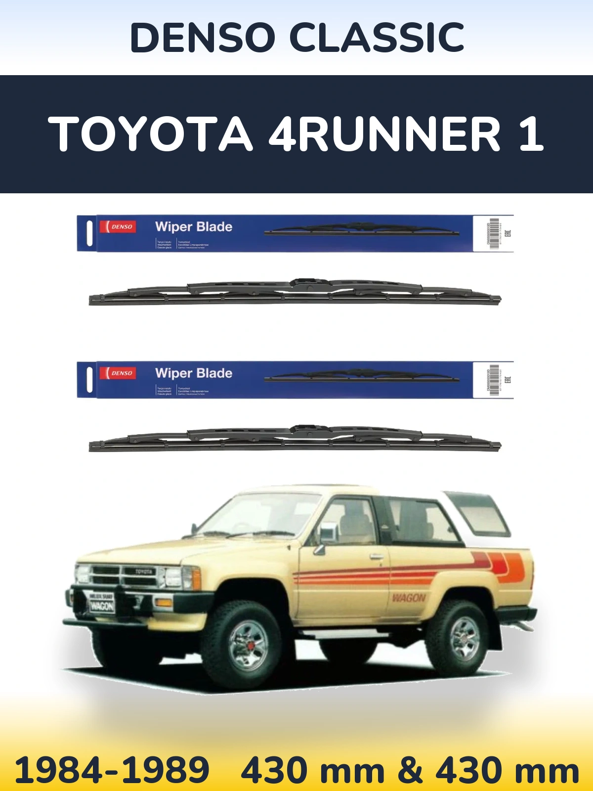 Komplet przednich wycieraczek Denso Classic 430 & 430 mm do Toyota 4Runner 1 1984-1989