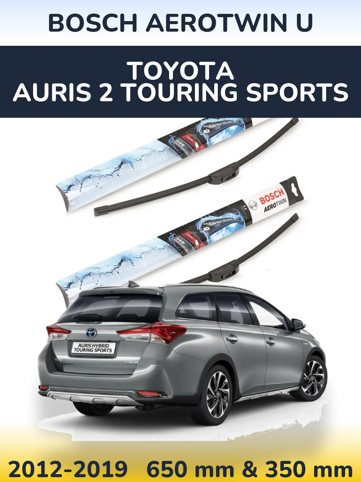 Комплект передних дворников BOSCH AeroTwin U 650 & 350 мм для Toyota Auris 2 Touring Sports 2012-2019