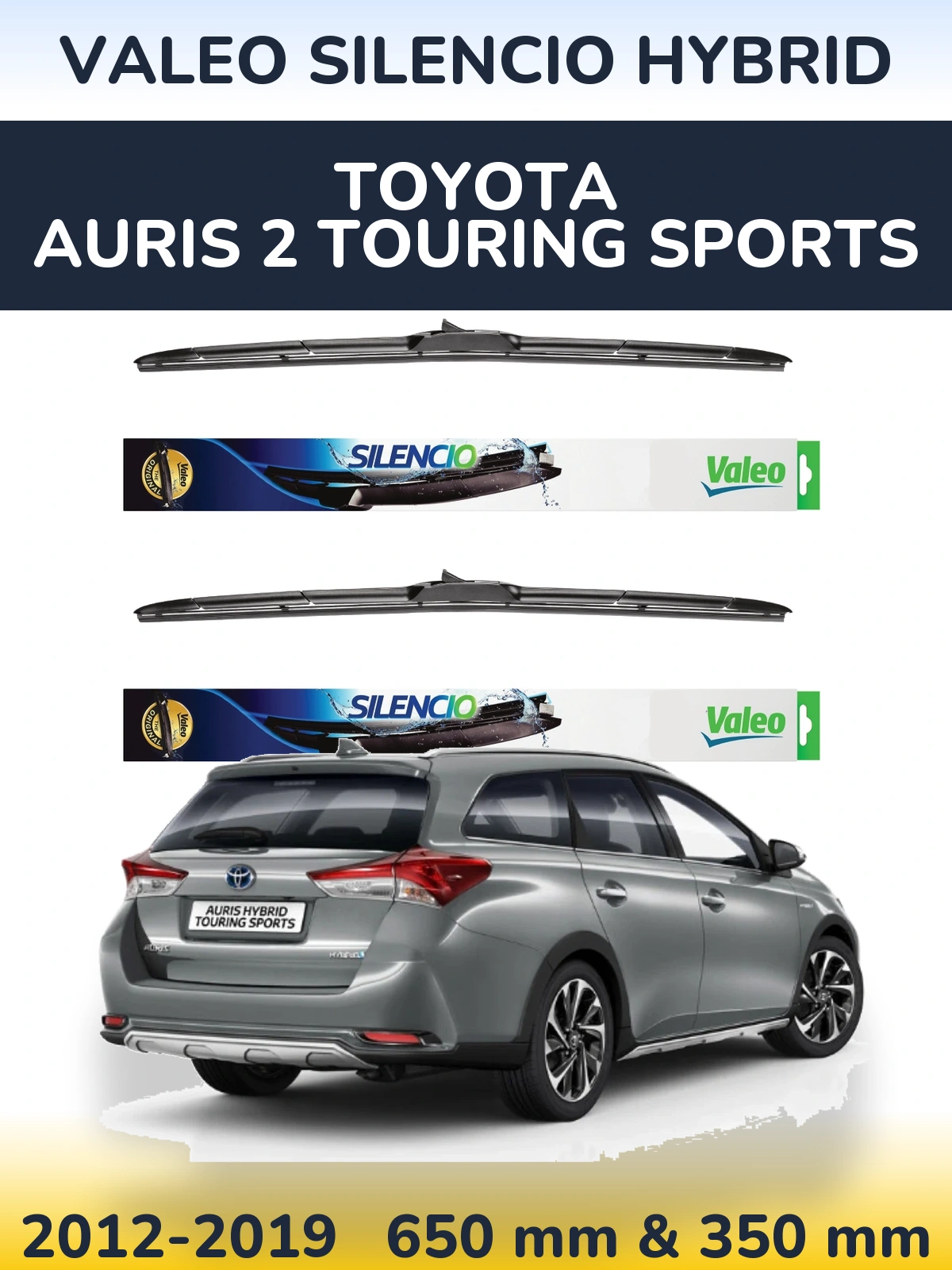 Комплект передних дворников Valeo Silencio Hybrid 650 & 350 мм для Toyota Auris 2 Touring Sports 2012-2019