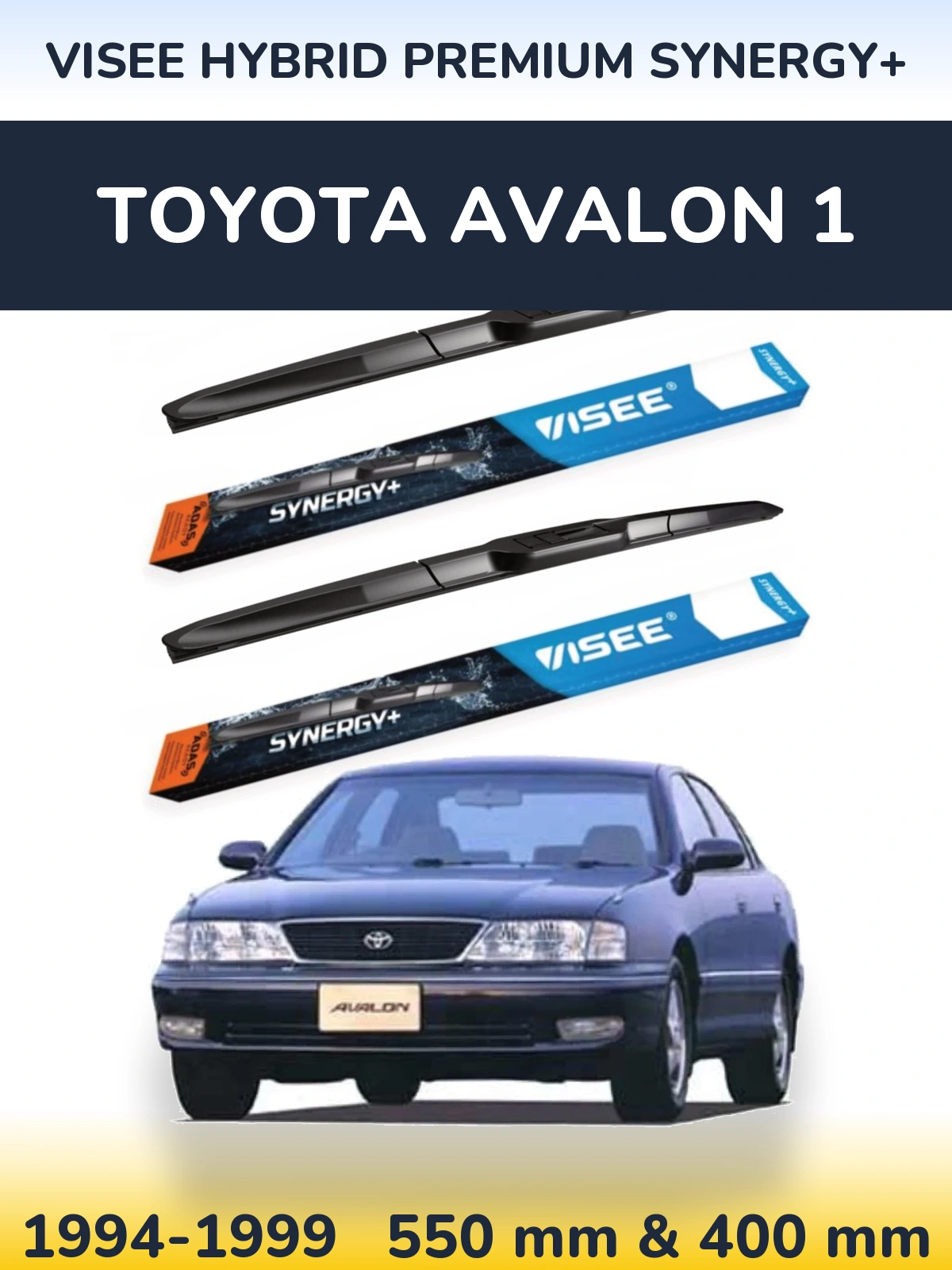 Komplet przednich wycieraczek VISEE HYBRID PREMIUM SYNERGY+ 550 & 400 mm do Toyota Avalon 1 1994-1999