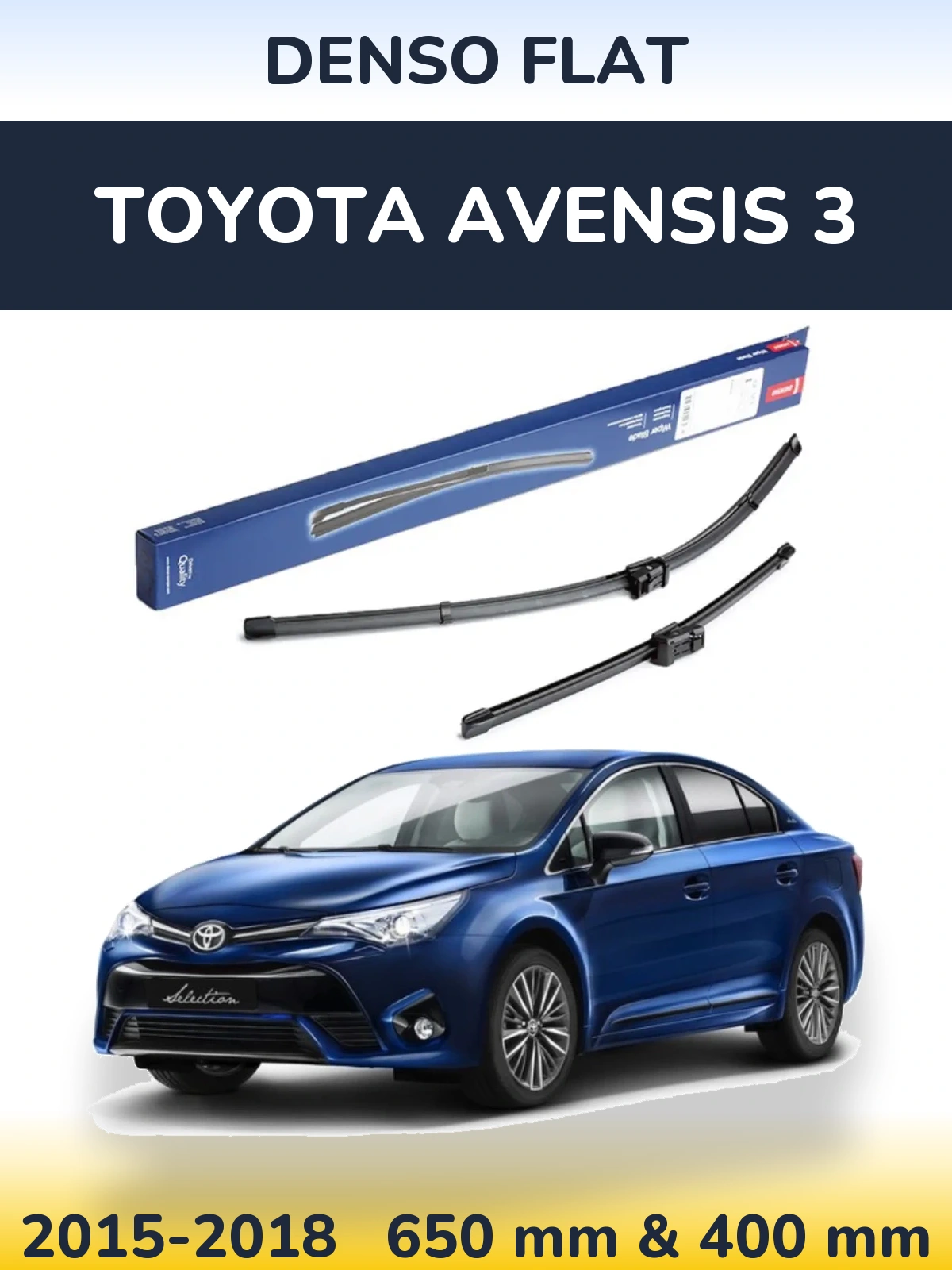 Комплект передних дворников Denso Flat 650 & 400 мм для Toyota Avensis 3 2015-2018