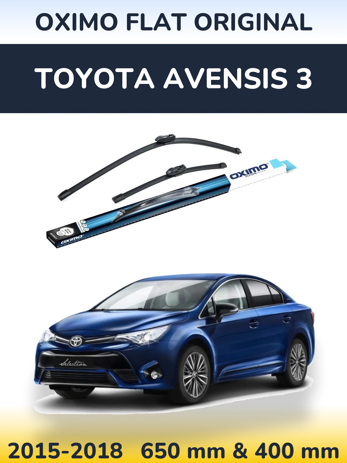 Комплект передних дворников Oximo Flat Original 650 & 400 мм для Toyota Avensis 3 2015-2018