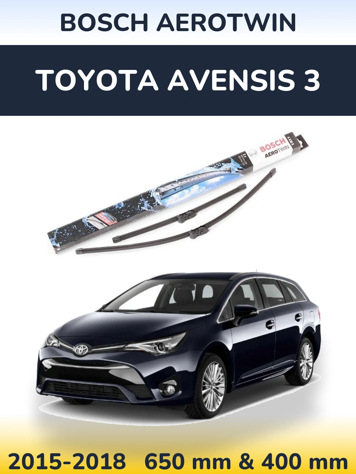 Komplet przednich wycieraczek BOSCH AeroTwin 650 & 400 mm do Toyota Avensis 3 2015-2018