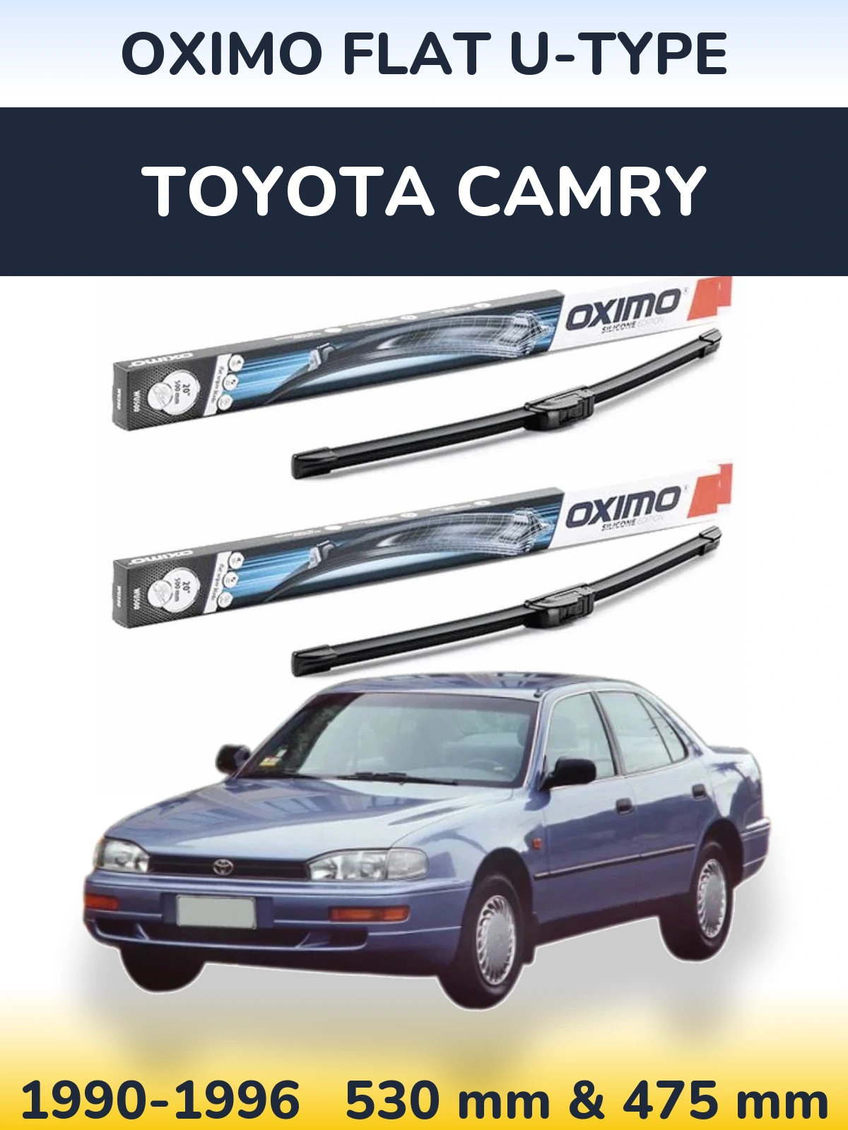 Комплект передних дворников Oximo Flat U-type 530 & 475 мм для Toyota Camry 1990-1996