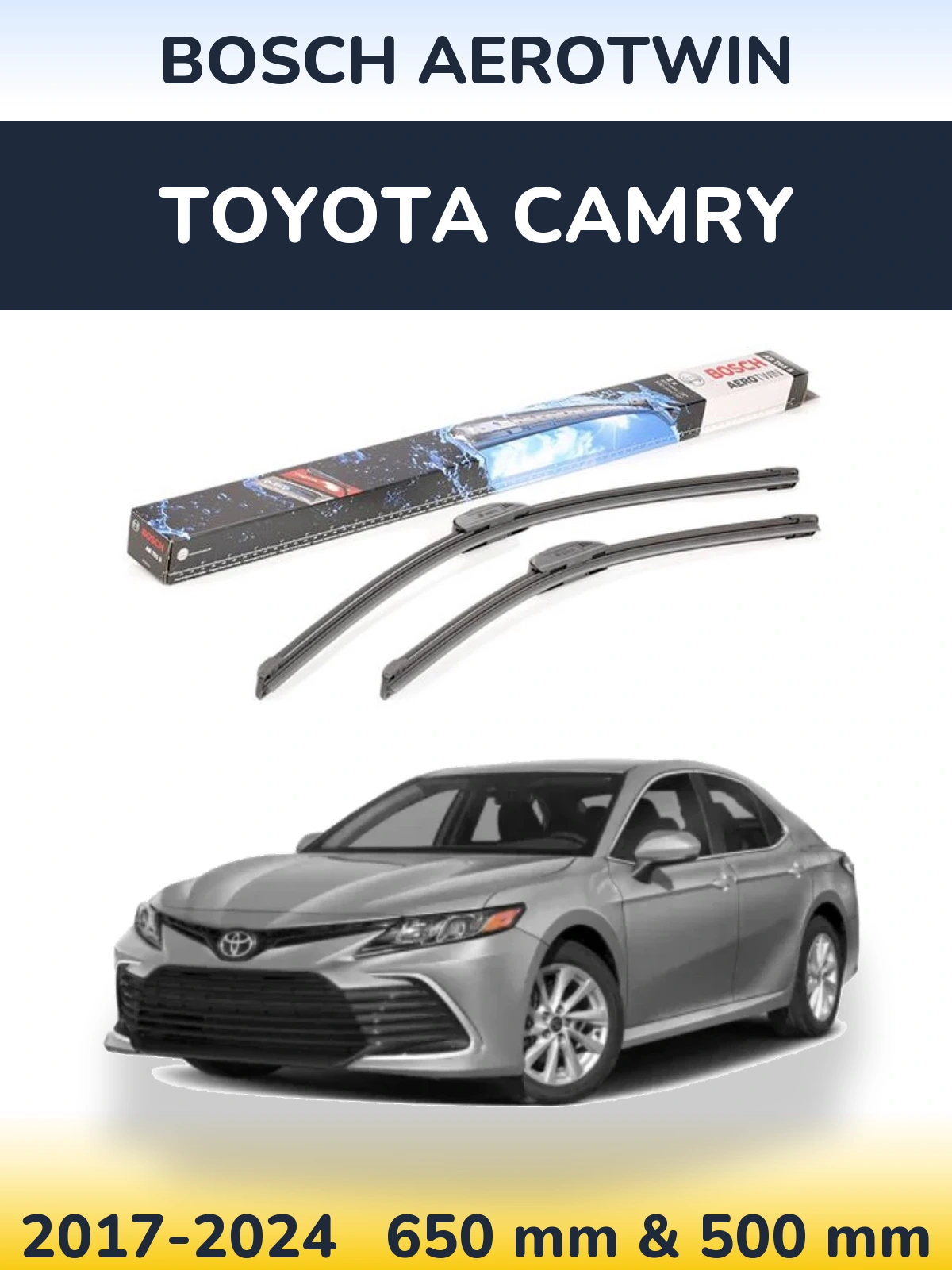 Komplet przednich wycieraczek BOSCH AeroTwin 650 & 500 mm do Toyota Camry 2017-2024