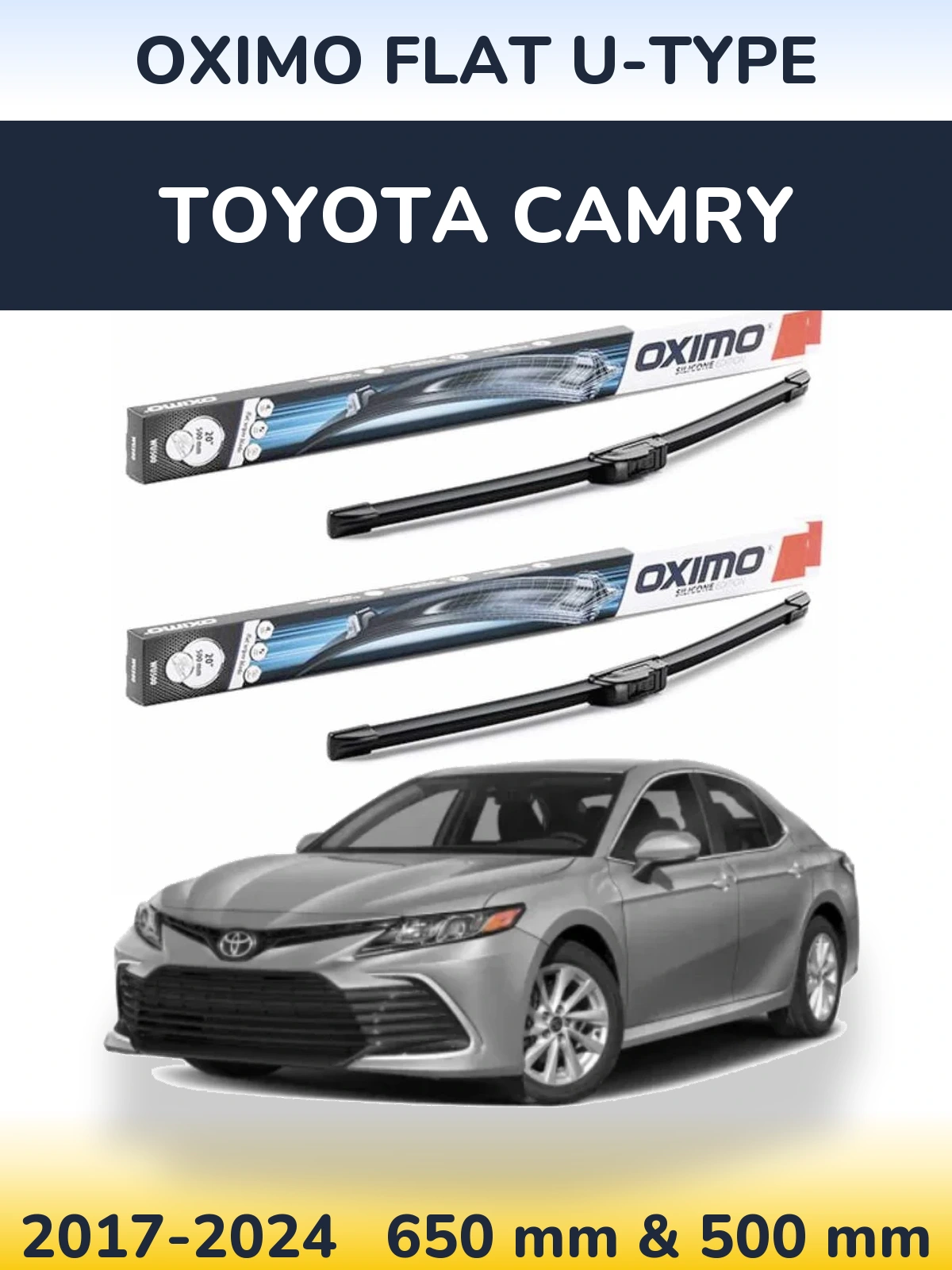 Komplet przednich wycieraczek Oximo Flat U-type 650 & 500 mm do Toyota Camry 2017-2024
