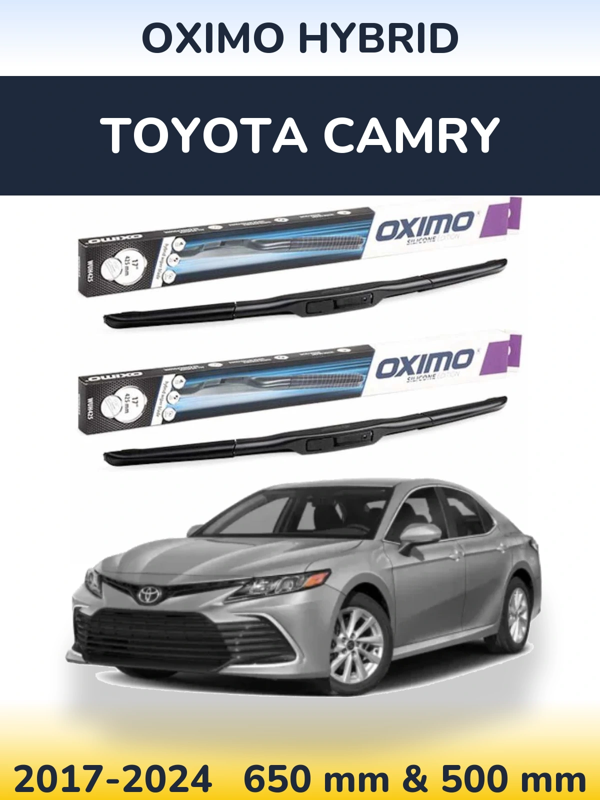 Komplet przednich wycieraczek Oximo Hybrid 650 & 500 mm do Toyota Camry 2017-2024