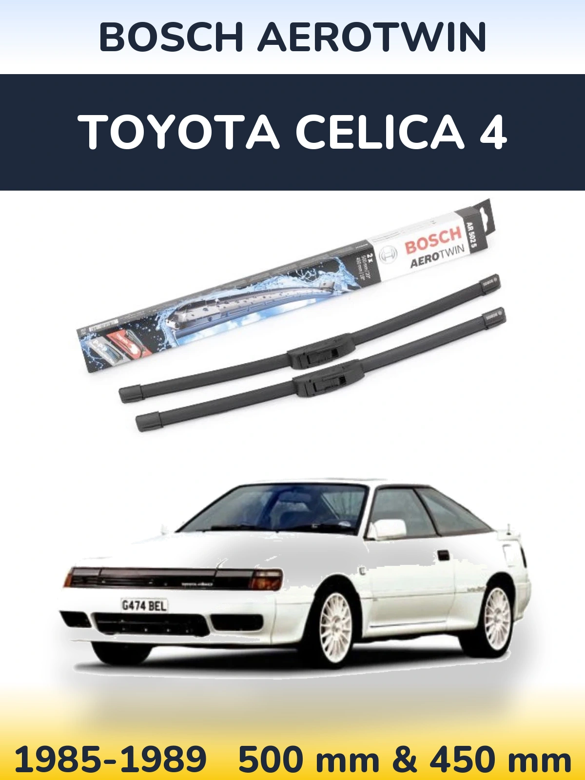 Komplet przednich wycieraczek BOSCH AeroTwin 500 & 450 mm do Toyota Celica 4 1985-1989