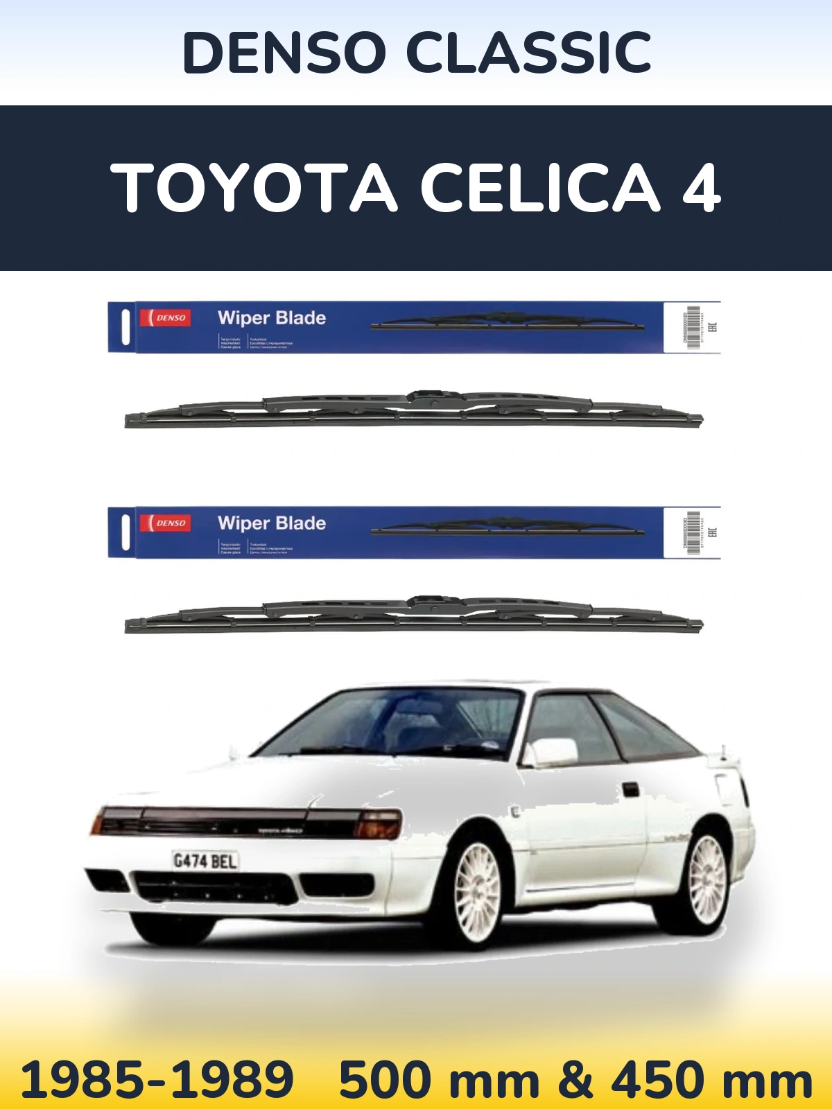 Komplet przednich wycieraczek Denso Classic 500 & 450 mm do Toyota Celica 4 1985-1989