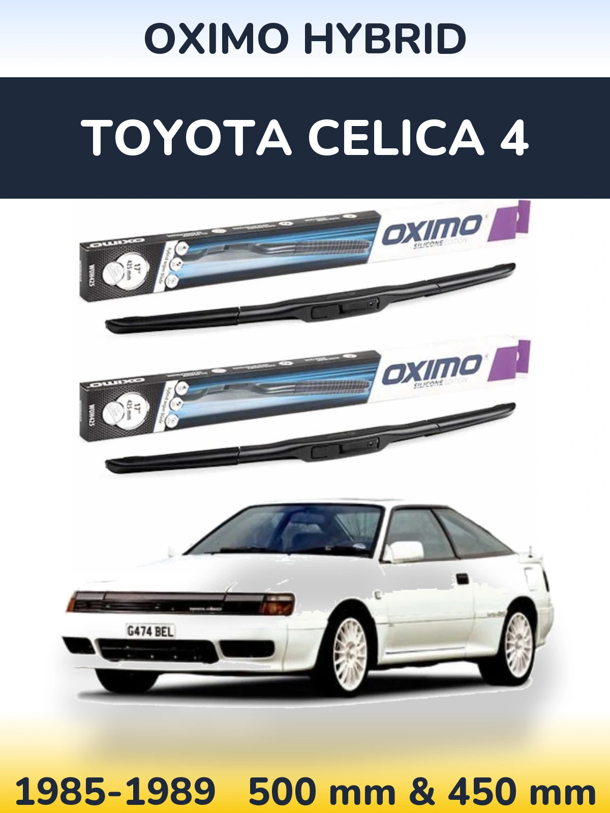 Komplet przednich wycieraczek Oximo Hybrid 500 & 450 mm do Toyota Celica 4 1985-1989