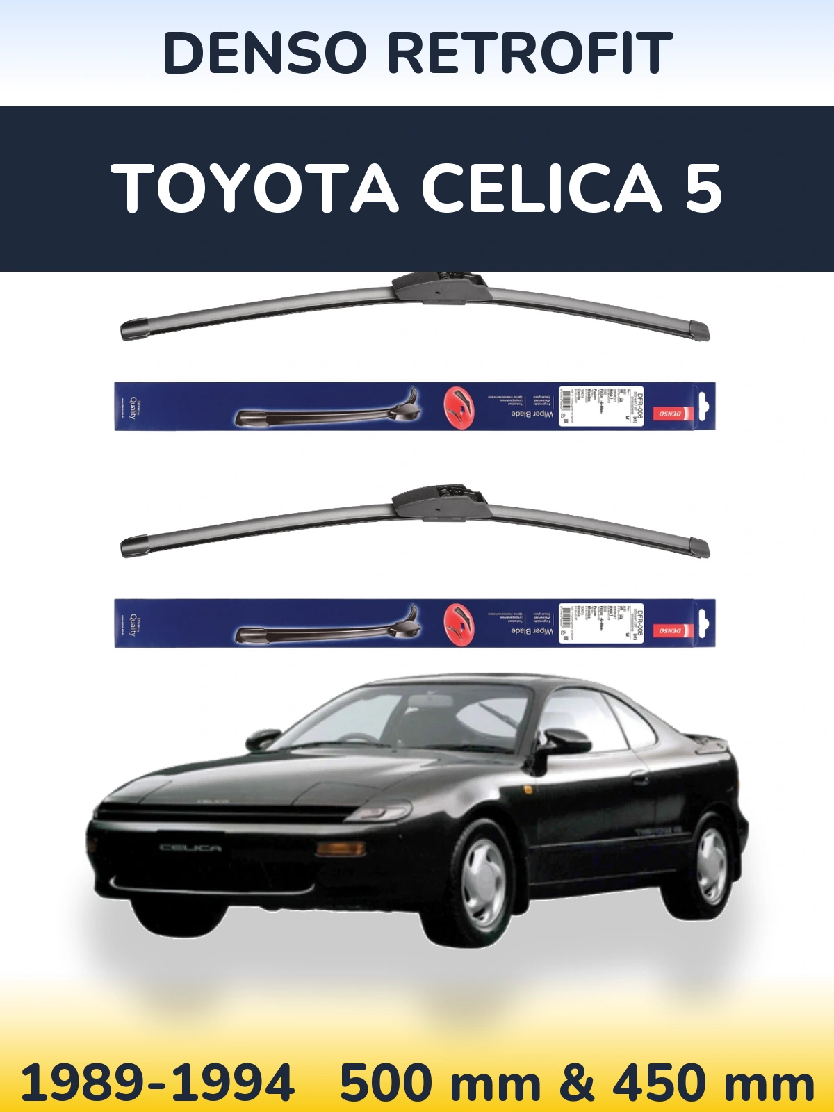 Komplet przednich wycieraczek Denso Retrofit 500 & 450 mm do Toyota Celica 5 1989-1994