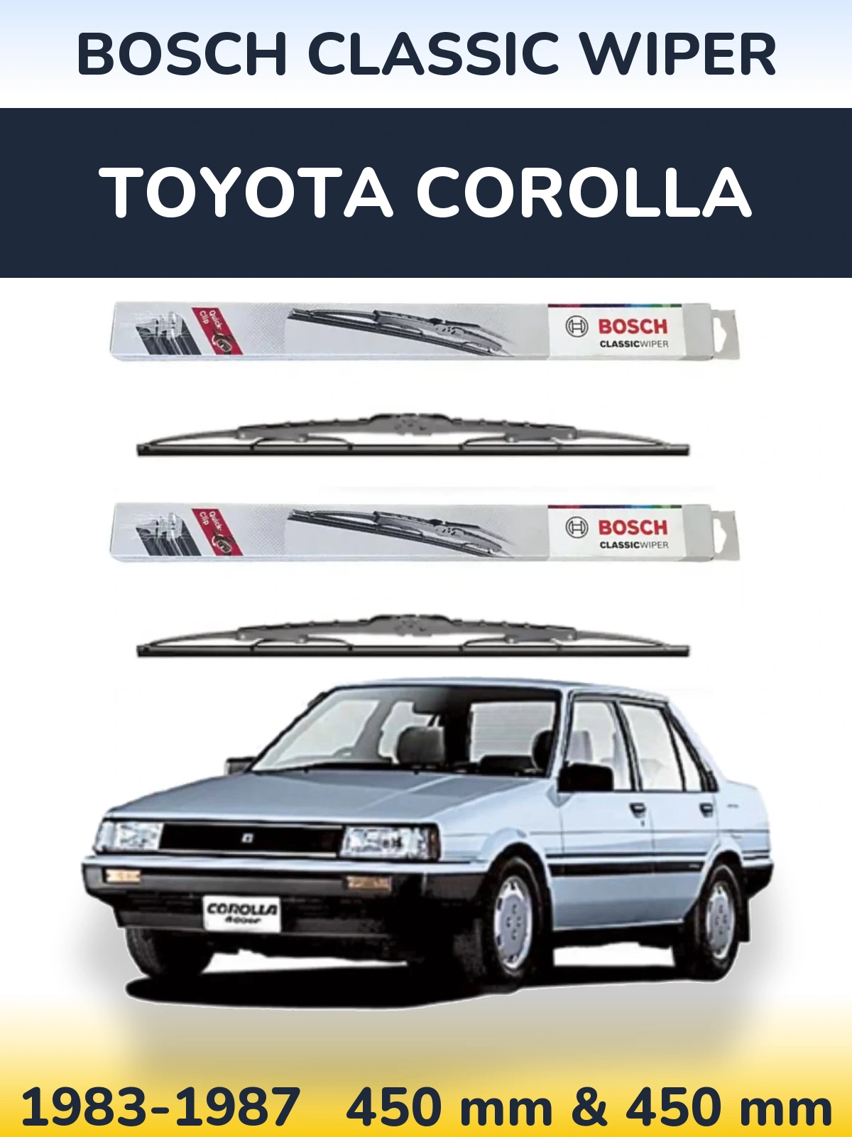 Комплект передних дворников BOSCH Classic Wiper 450 & 450 мм для Toyota Corolla 1983-1987