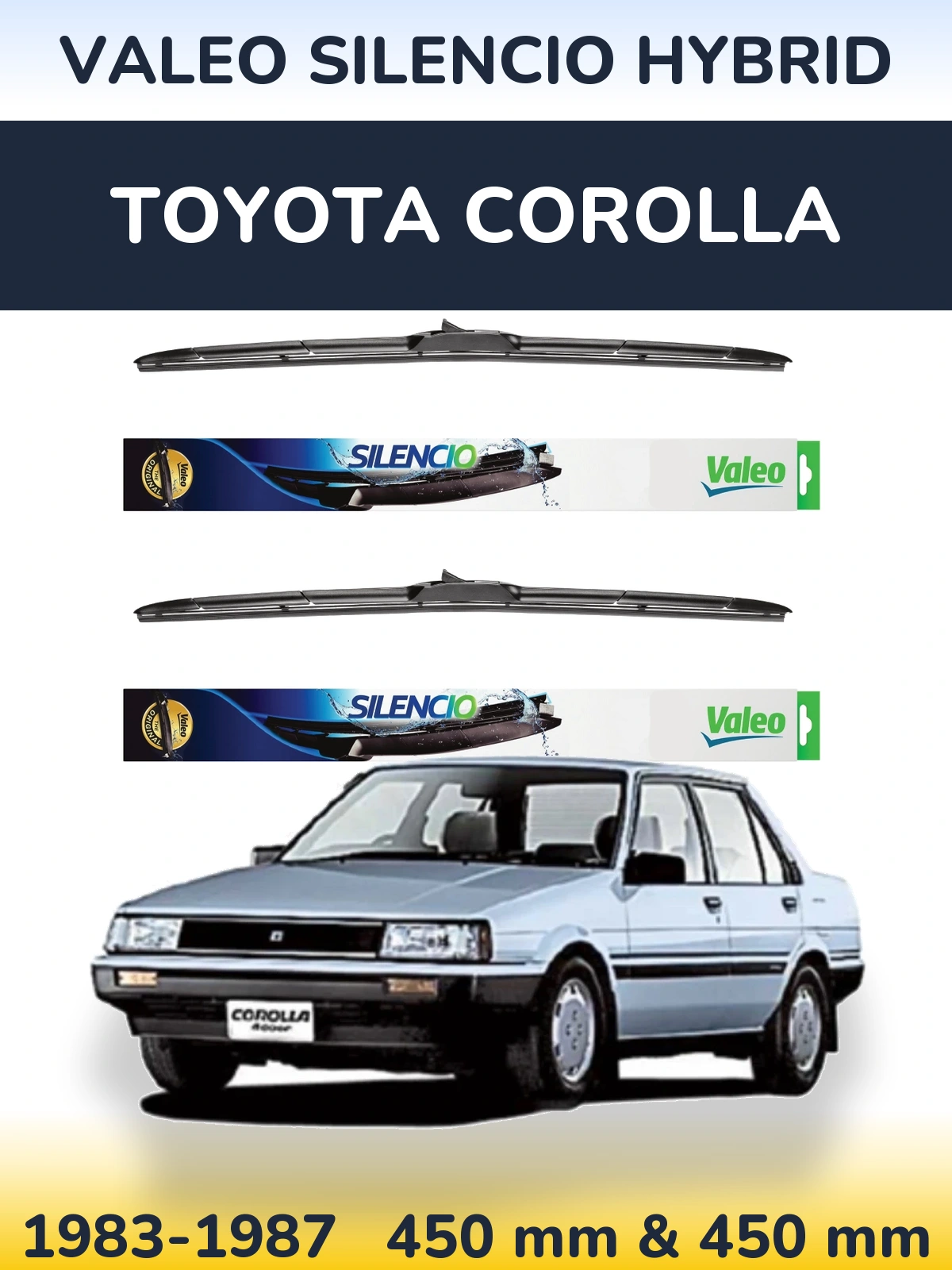 Комплект передних дворников Valeo Silencio Hybrid 450 & 450 мм для Toyota Corolla 1983-1987