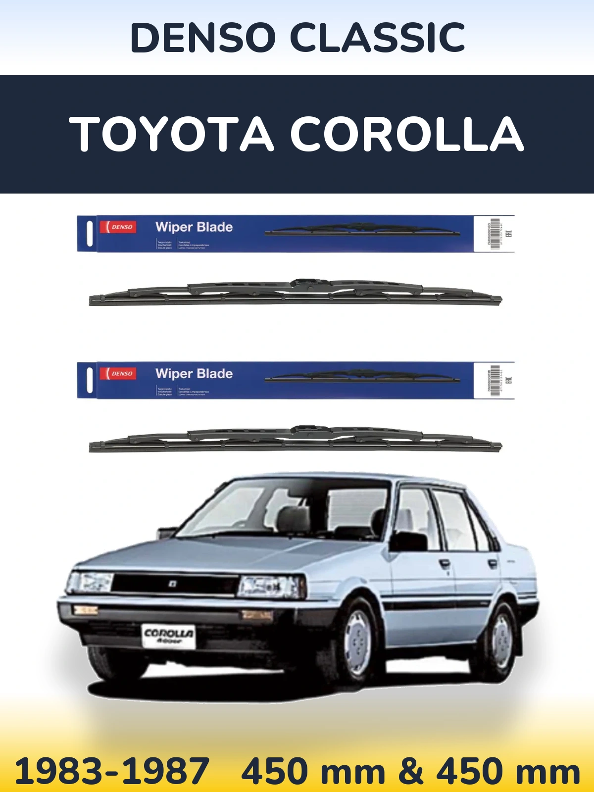 Komplet przednich wycieraczek Denso Classic 450 & 450 mm do Toyota Corolla 1983-1987