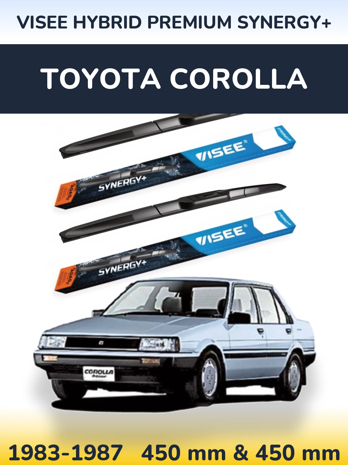 Komplet przednich wycieraczek VISEE HYBRID PREMIUM SYNERGY+ 450 & 450 mm do Toyota Corolla 1983-1987