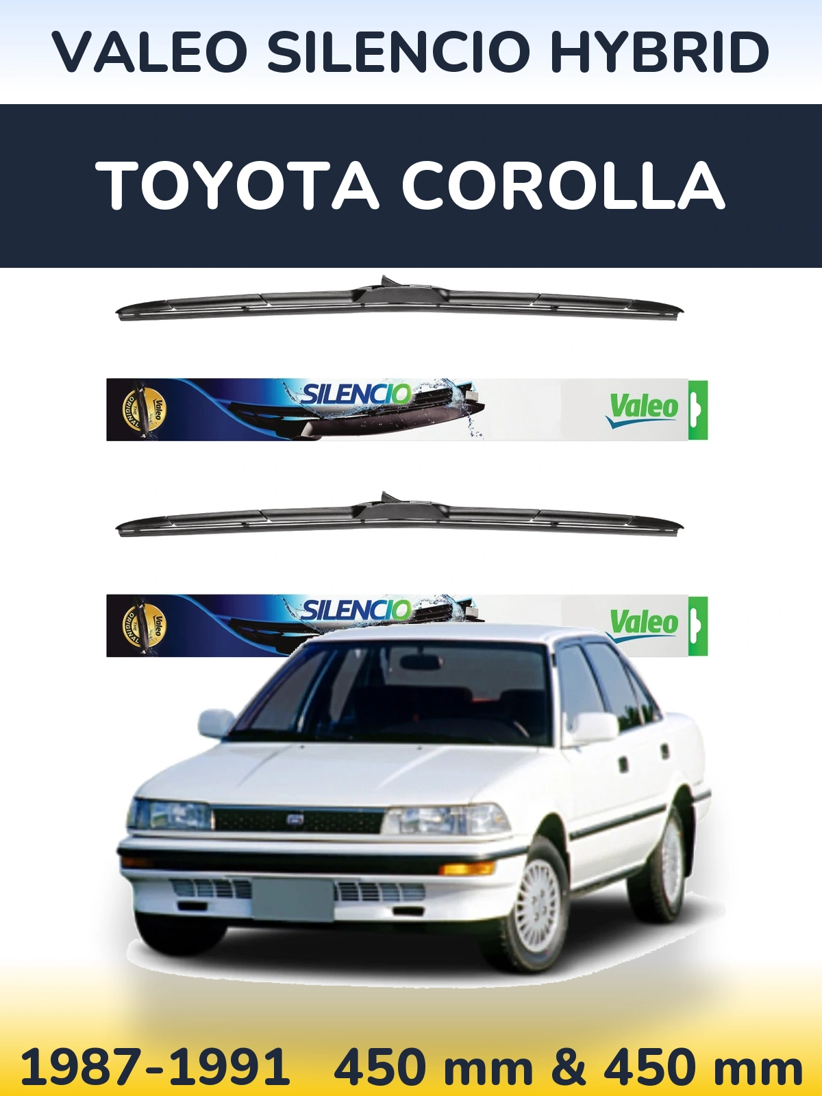Комплект передних дворников Valeo Silencio Hybrid 450 & 450 мм для Toyota Corolla 1987-1991