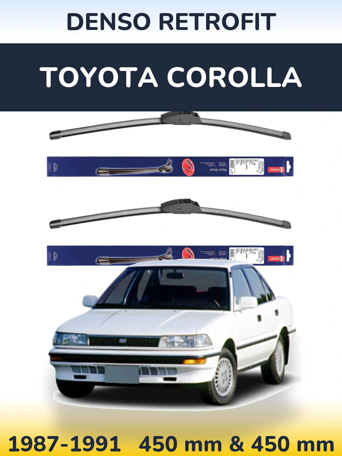 Комплект передних дворников Denso Retrofit 450 & 450 мм для Toyota Corolla 1987-1991