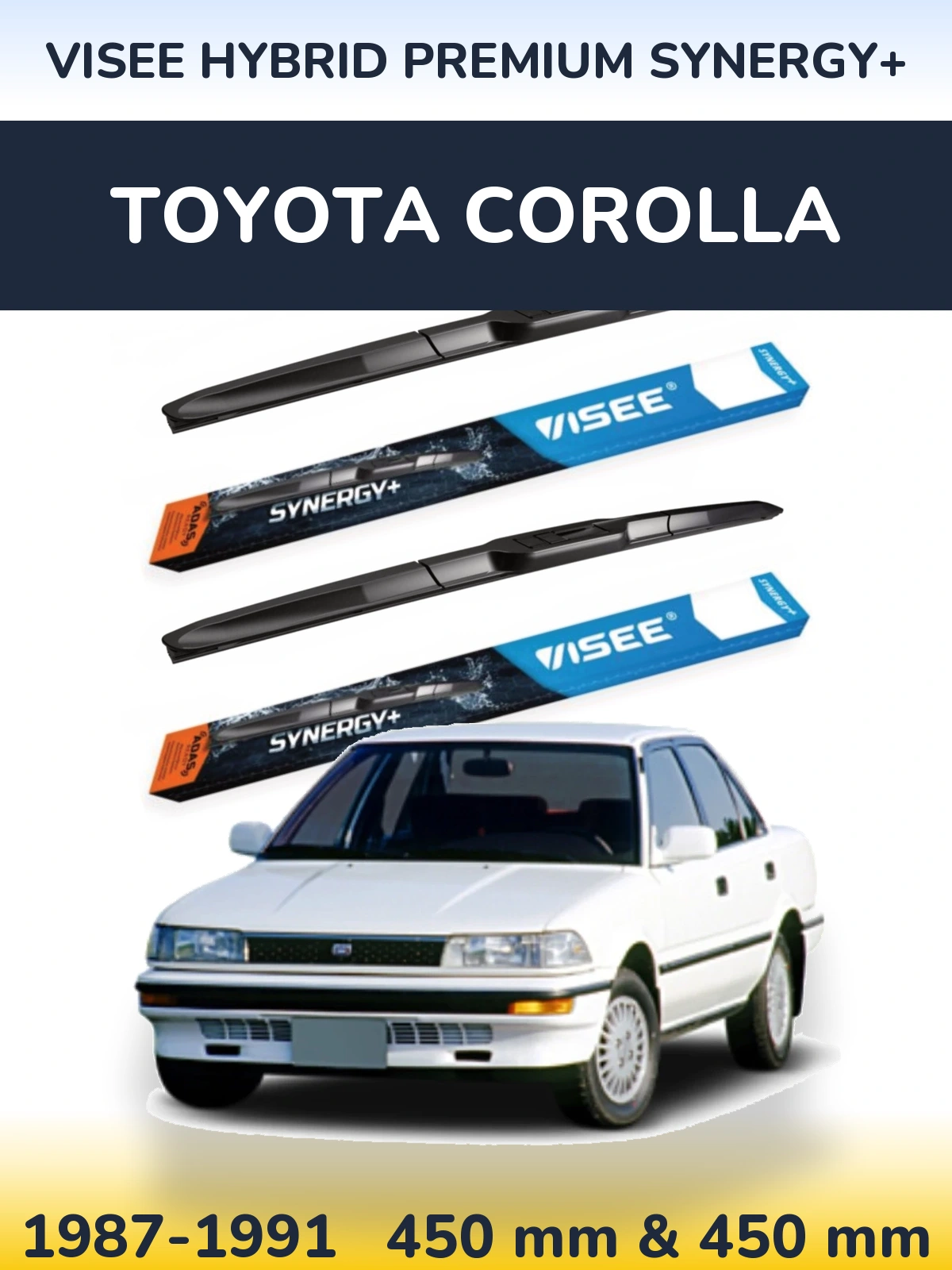 Комплект передних дворников VISEE HYBRID PREMIUM SYNERGY+ 450 & 450 мм для Toyota Corolla 1987-1991