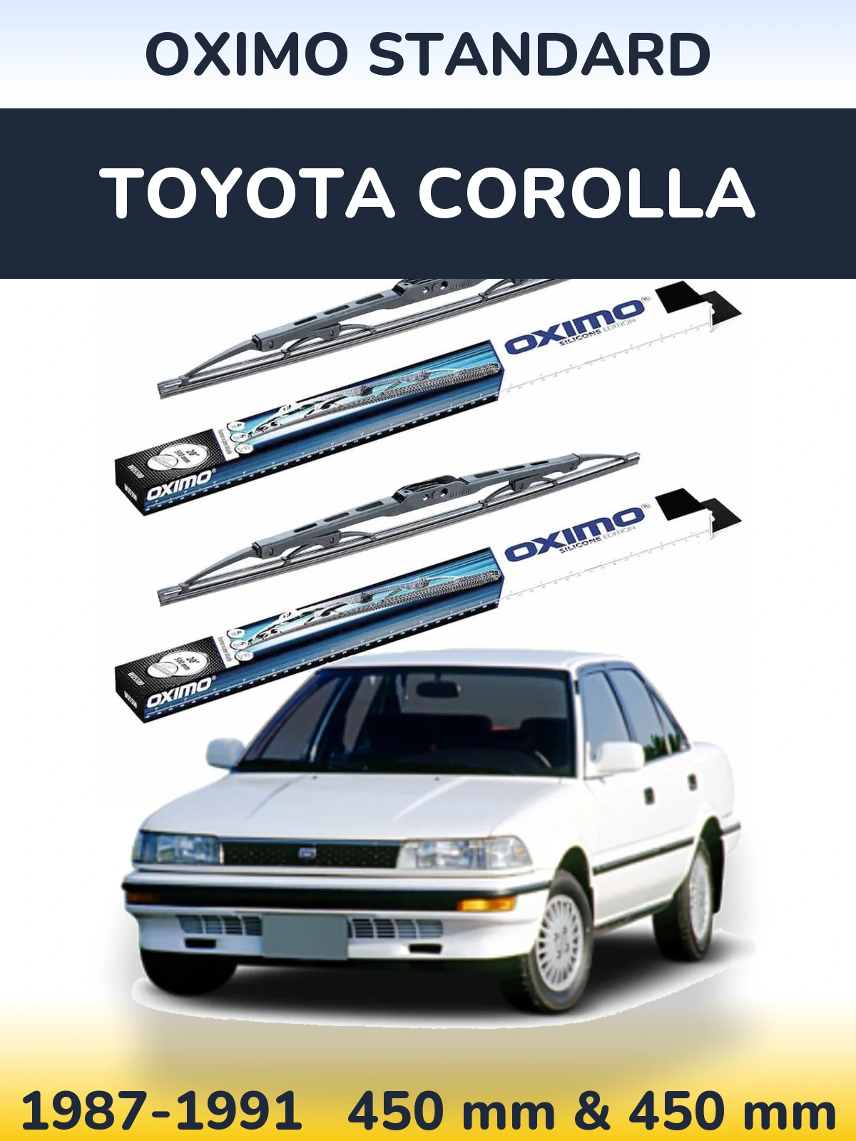 Комплект передних дворников Oximo Standard 450 & 450 мм для Toyota Corolla 1987-1991