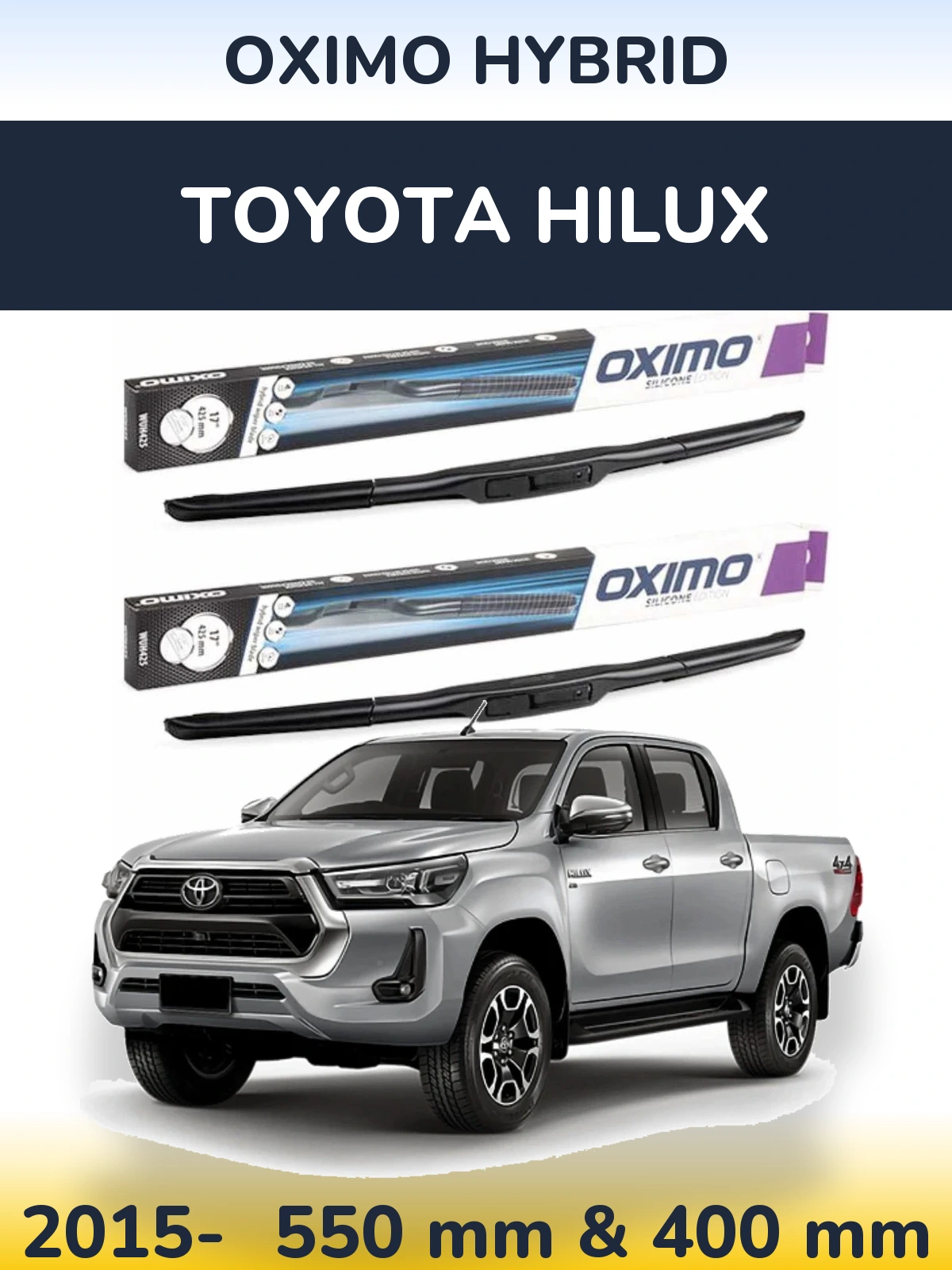 Komplet przednich wycieraczek Oximo Hybrid 550 & 400 mm do Toyota Hilux 2015-2026