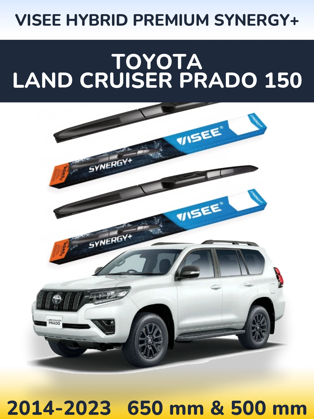 Komplet przednich wycieraczek VISEE HYBRID PREMIUM SYNERGY+ 650 & 500 mm do Toyota Land Cruiser Prado 150 2014-2023